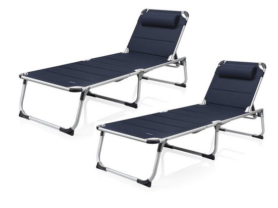Campart Gartenliege 2er SET Alu Sonnenliegen Camping DreibeinLiege