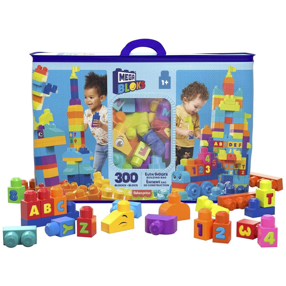 Mattel® Mattel HHM97 - Mega Bloks - 300bunte Bausteine+Spezialteilen&Aufbewahr Spielbausteine