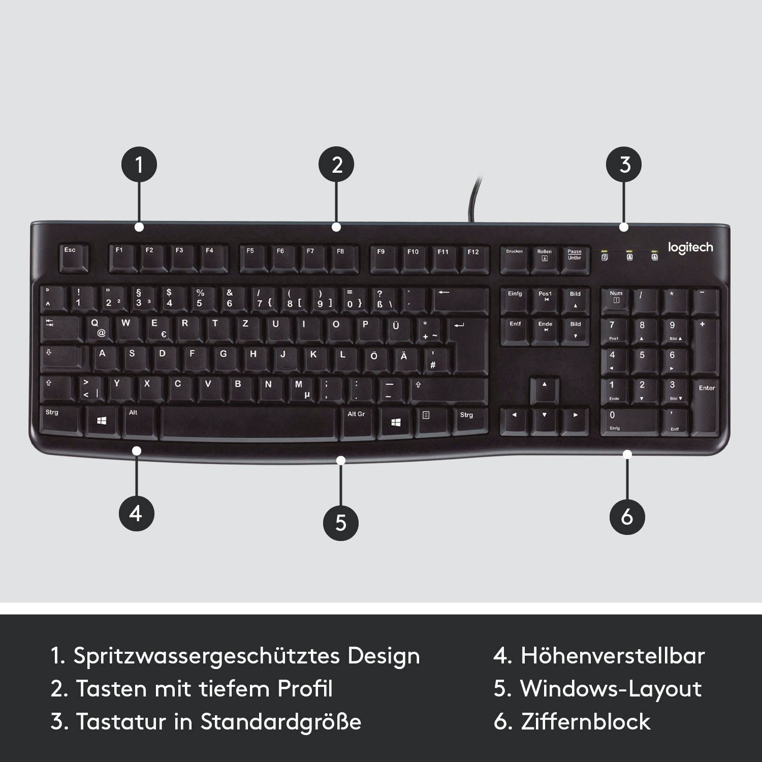 Logitech Keyboard K120 for (Nummernblock) PC-Tastatur Schwarz Business