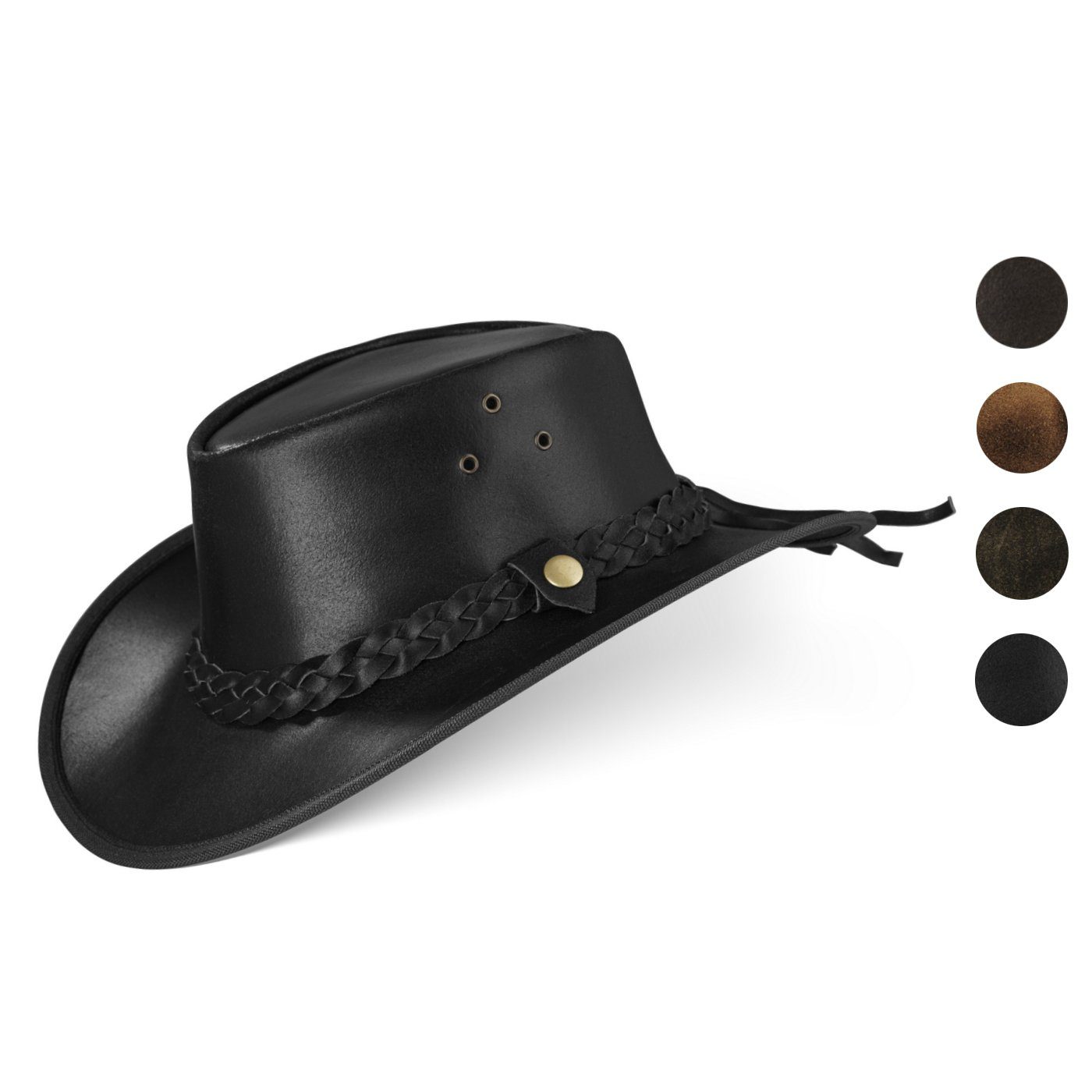 Unisex Reiten FOREST schwarz FOX Leder Farben BLACK Black Hut in S Cowboyhut TEXAS Western Größe 4 Cowboy