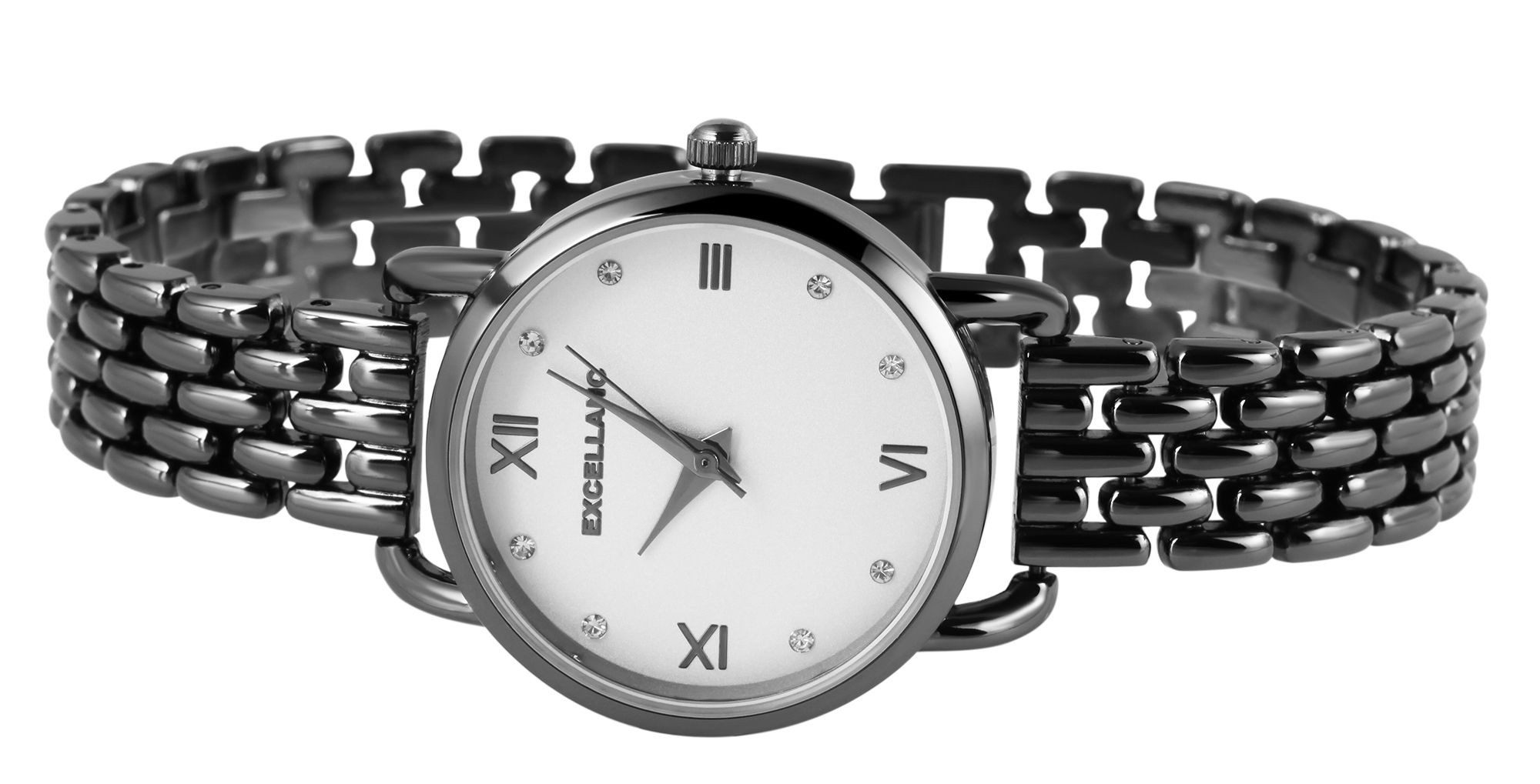 EXCELLANC Quarzuhr mit Metallarmband und Mineralglas, Damenuhr Metall