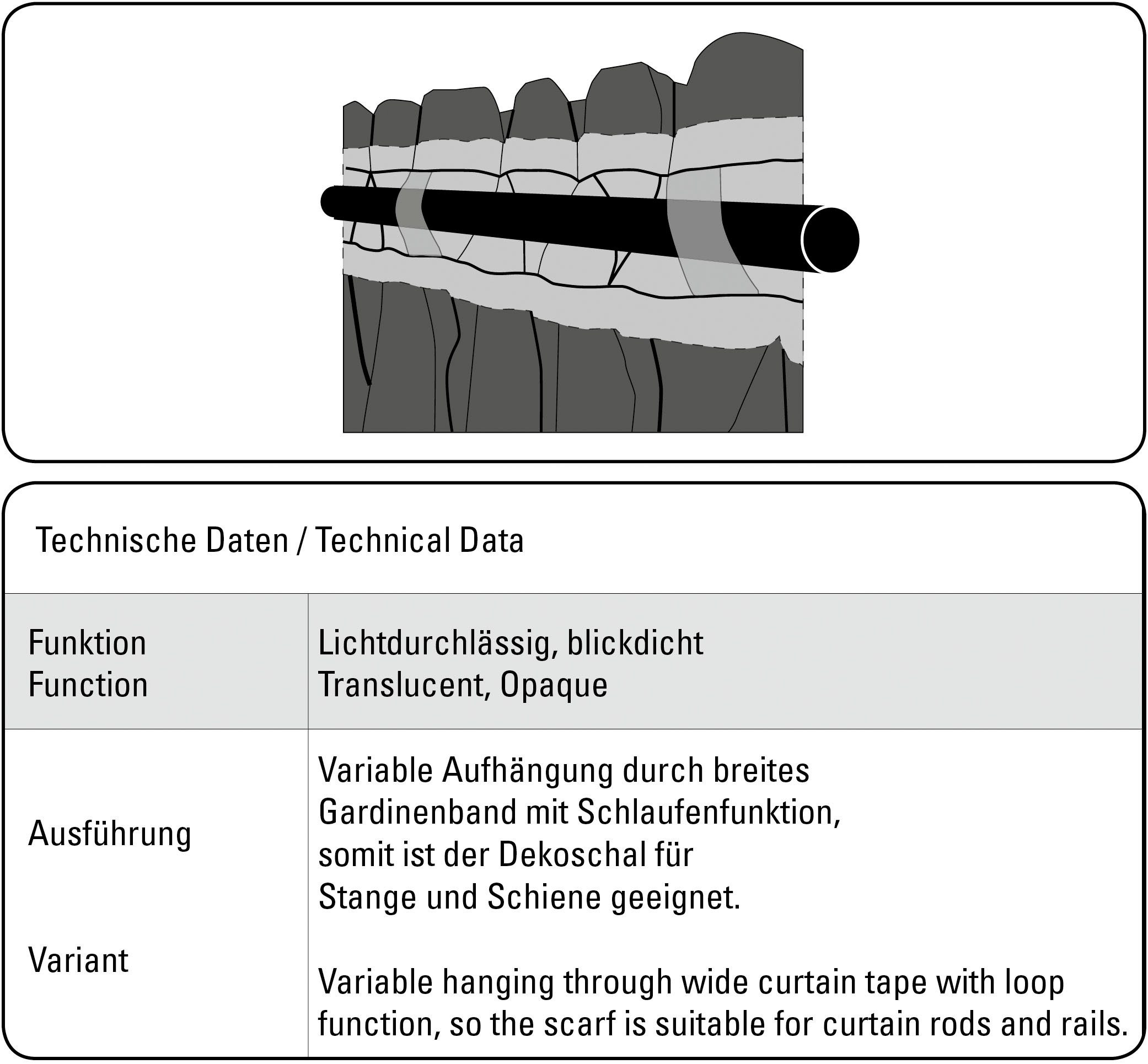 Sehlbach Gardine Schal Dolly-Voile Ranke (1 St), Schlaufen, blickdicht, mit Gardinenband und verdeckten Schlaufen – Bild 5 von 5