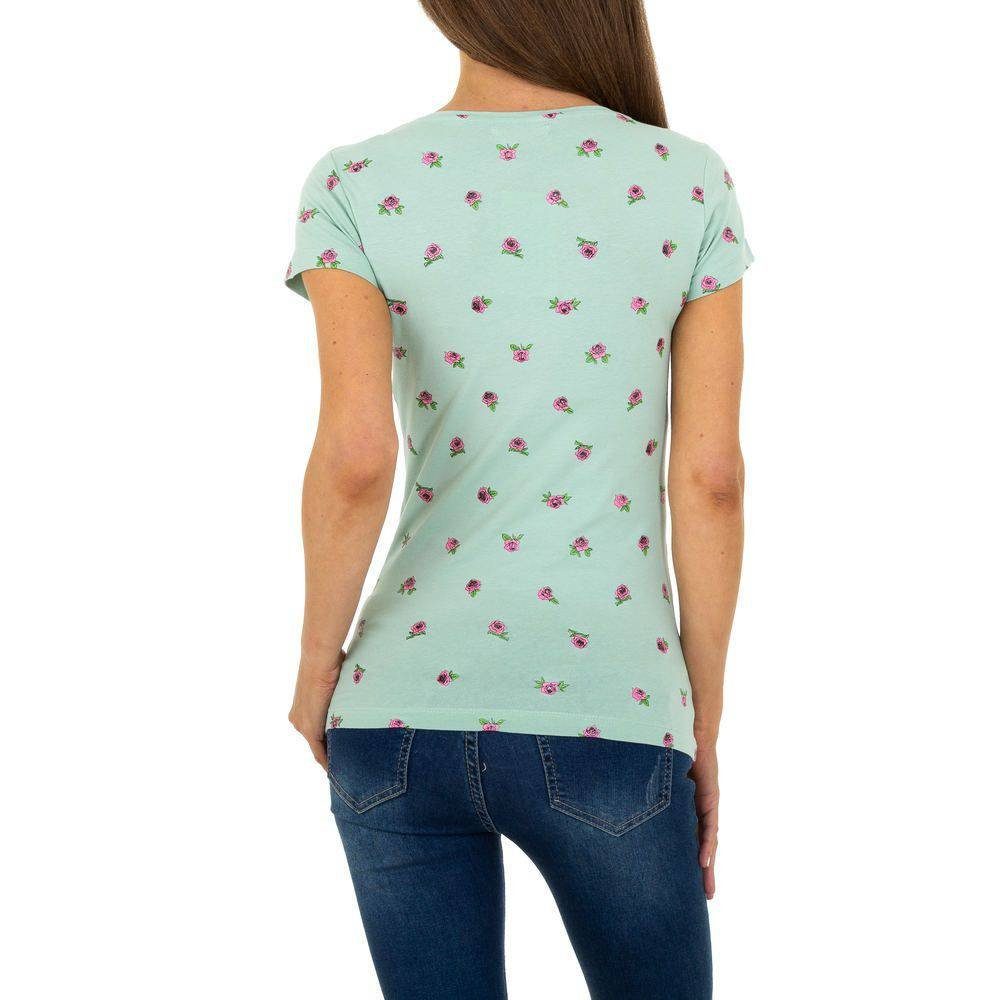 Damen Shirts Ital-Design T-Shirt Damen Freizeit Geblümt T-Shirt in Hellgrün