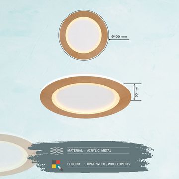 Globo Deckenleuchte Deckenleuchte Wohnzimmer Rund LED Deckenlampe Flur Holz Optik 40 cm