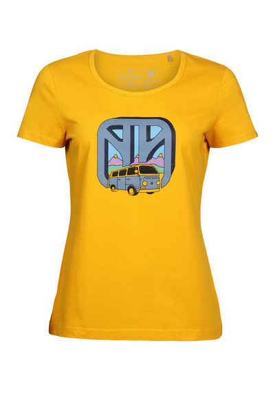 Elkline T-Shirt »Worldwide« Retro VW Bulli Brust Print