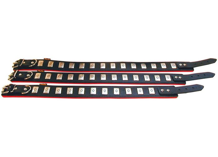 HEIM Hunde-Halsband Apollo Echtleder schwarz/rot Länge: 50-65 cm