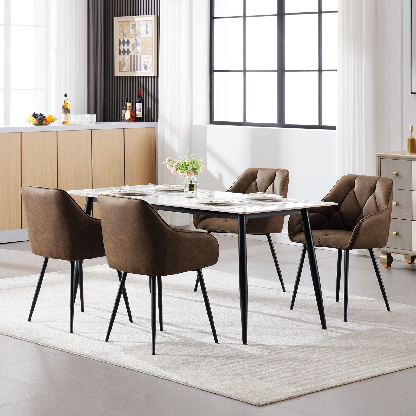 Woltu 4-Fußstuhl (Set, 6 St), Esszimmerstühle ergonomischer aus Kunstleder günstig online kaufen