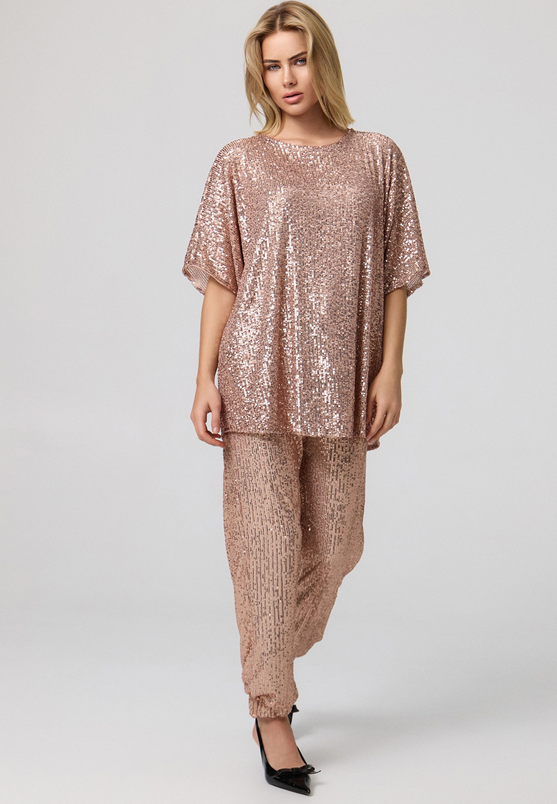 Worldclassca Paillettenshirt Worldclassca Paillettenshirt Oversize Bluse günstig online kaufen