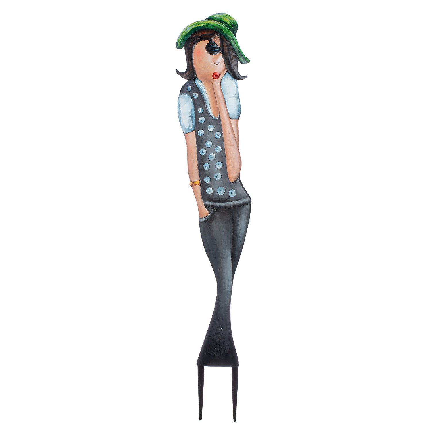 GILDE Gartenstecker CELINE Gartenstecker - grau - Metall - H. 140cm x B. 25cm - Fraumotiv (1xGartenstecker, Gartendeko - Pflanzenstecker) Steckfigur - Beetstecker - Erdspieß - Beetdeko - Pflanzendeko