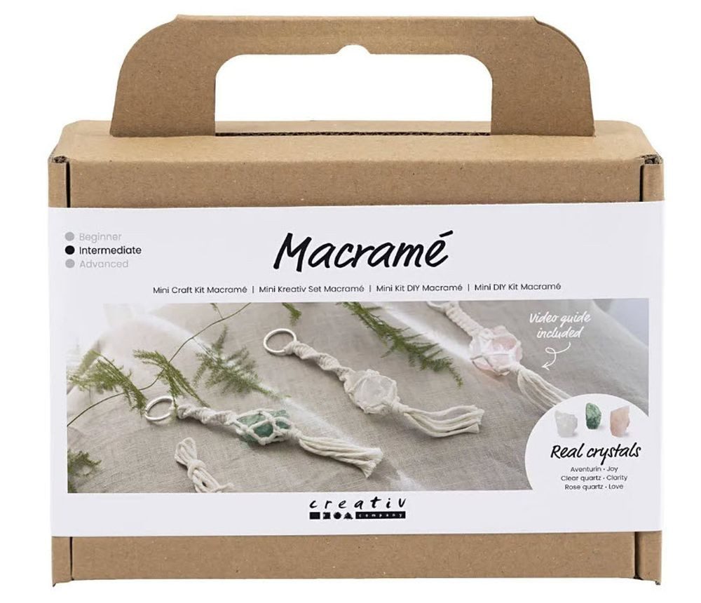 creativ company Kreativset Mini Bastelset Makramee - Schlüsselanhänger mit Kristallen