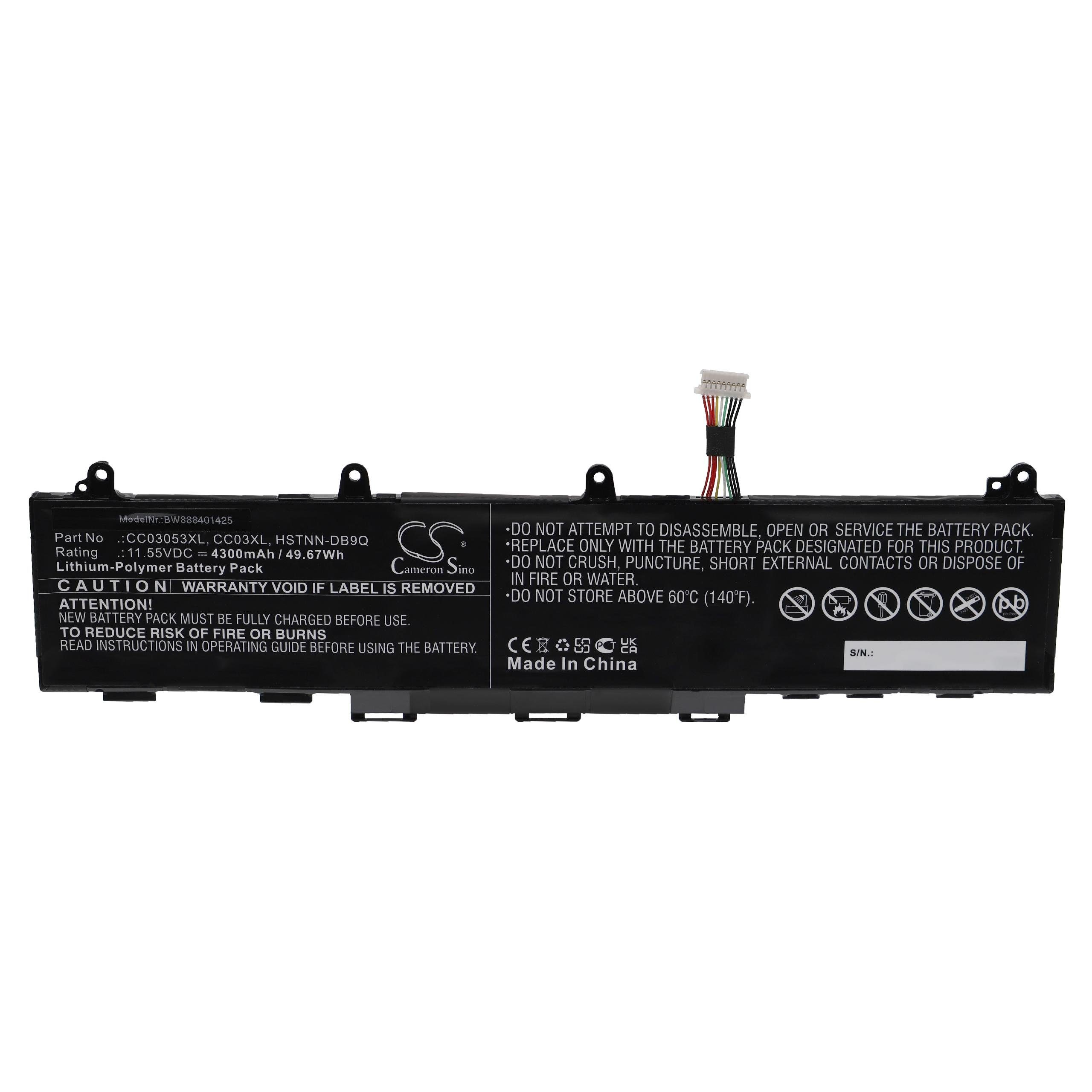 vhbw Ersatz für HP CC03053XL, CC03XL, HSTNN-DB9Q, HSTNN-IB9F, HSTNN-LB8Q, Laptop-Akku 4300 mAh