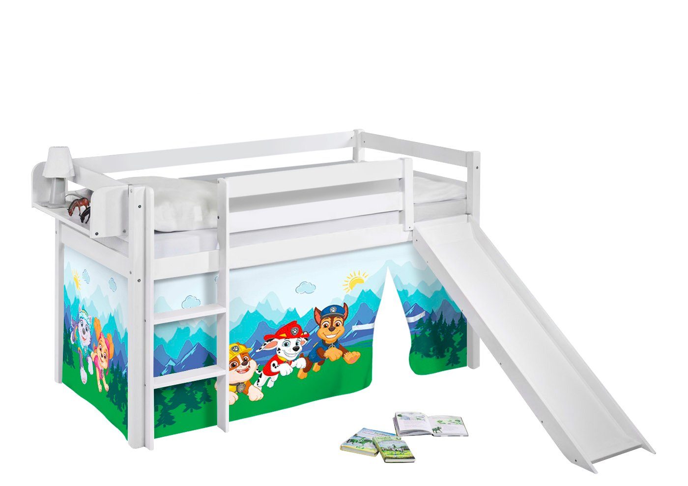 Lilokids Hochbett JELLE mit Rutsche und PAW PATROL Vorhang - Kinderbett & S günstig online kaufen