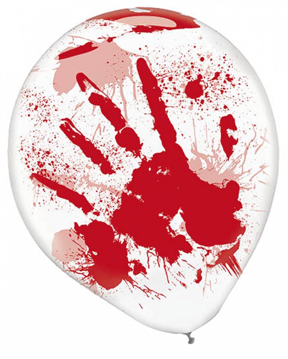 Horror-Shop Dekofigur 6 St. Latex Ballons mit blutigen Handabdrücken als
