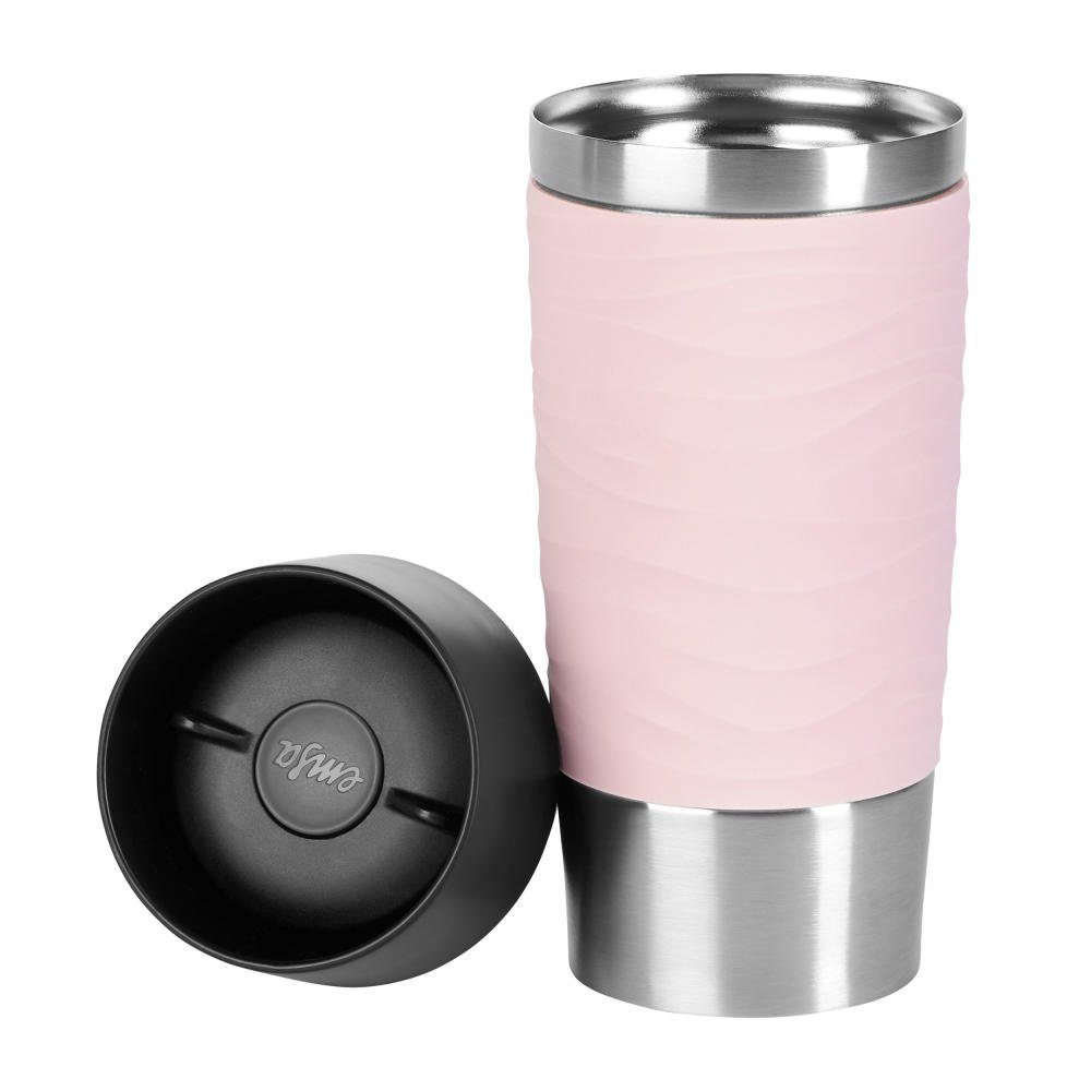 Emsa Thermobecher TRAVEL MUG Waves pink Edelstahl ml, 360 Puder-Rosa