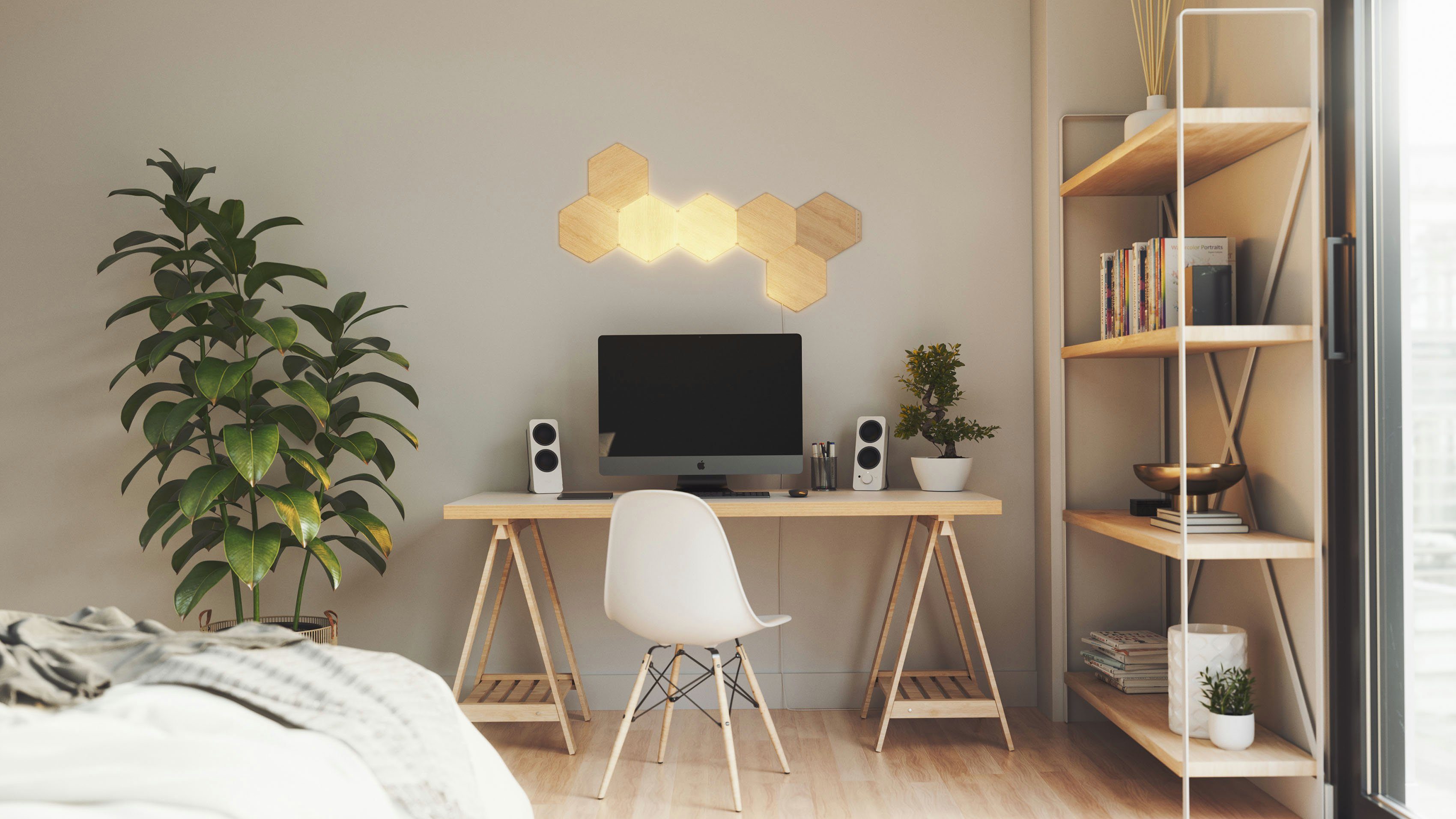 integriert, fest Panel Farbwechsler nanoleaf Look, Dimmfunktion, LED Wood LED