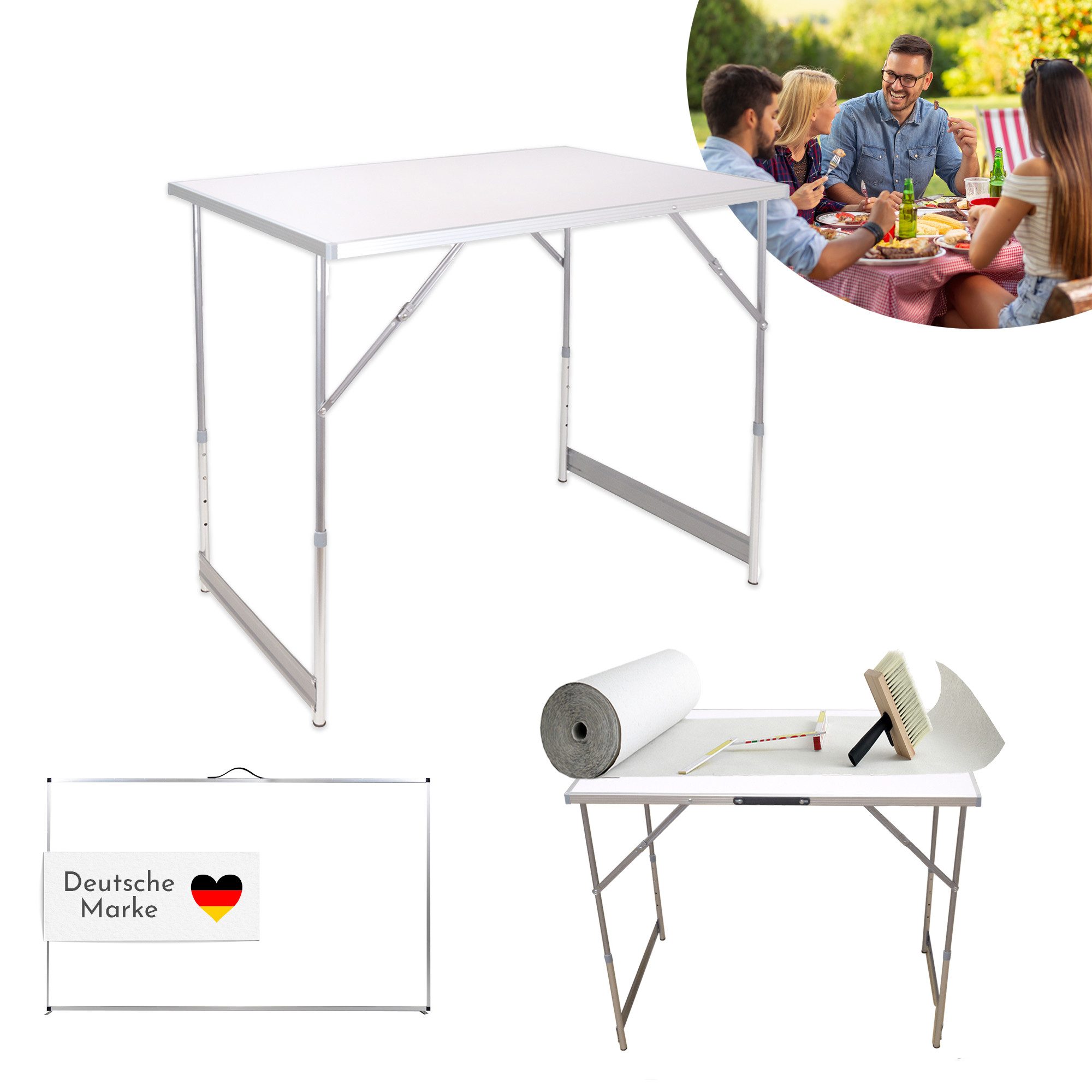 Lemodo Arbeitstisch Mehrzwecktisch 3-teilig, höhenverstellbar, 3-teilig, höhenverstellbar, bis 30kg belastbar, klappbar