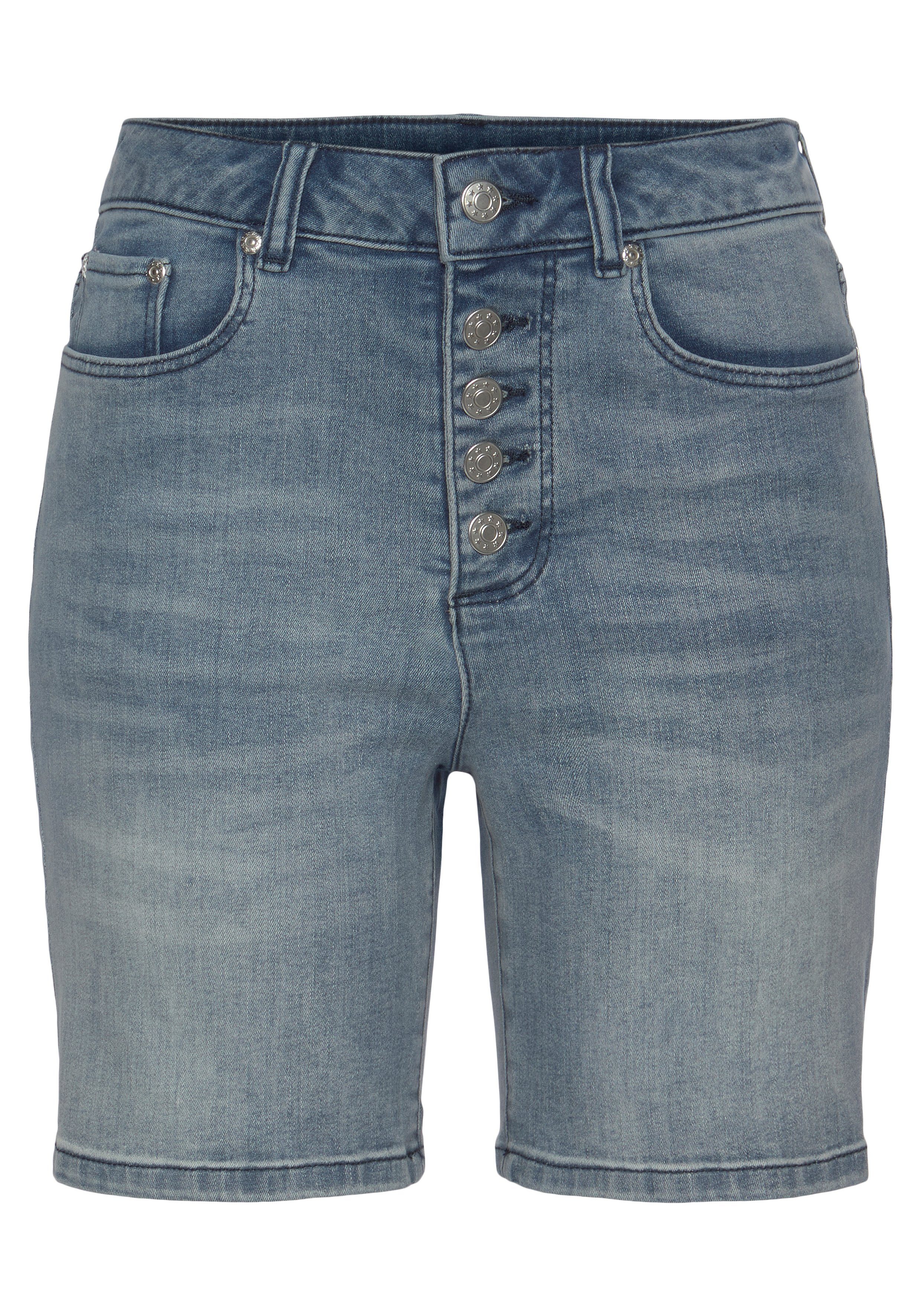 Buffalo Jeansshorts in High-waist-Form blue-washed