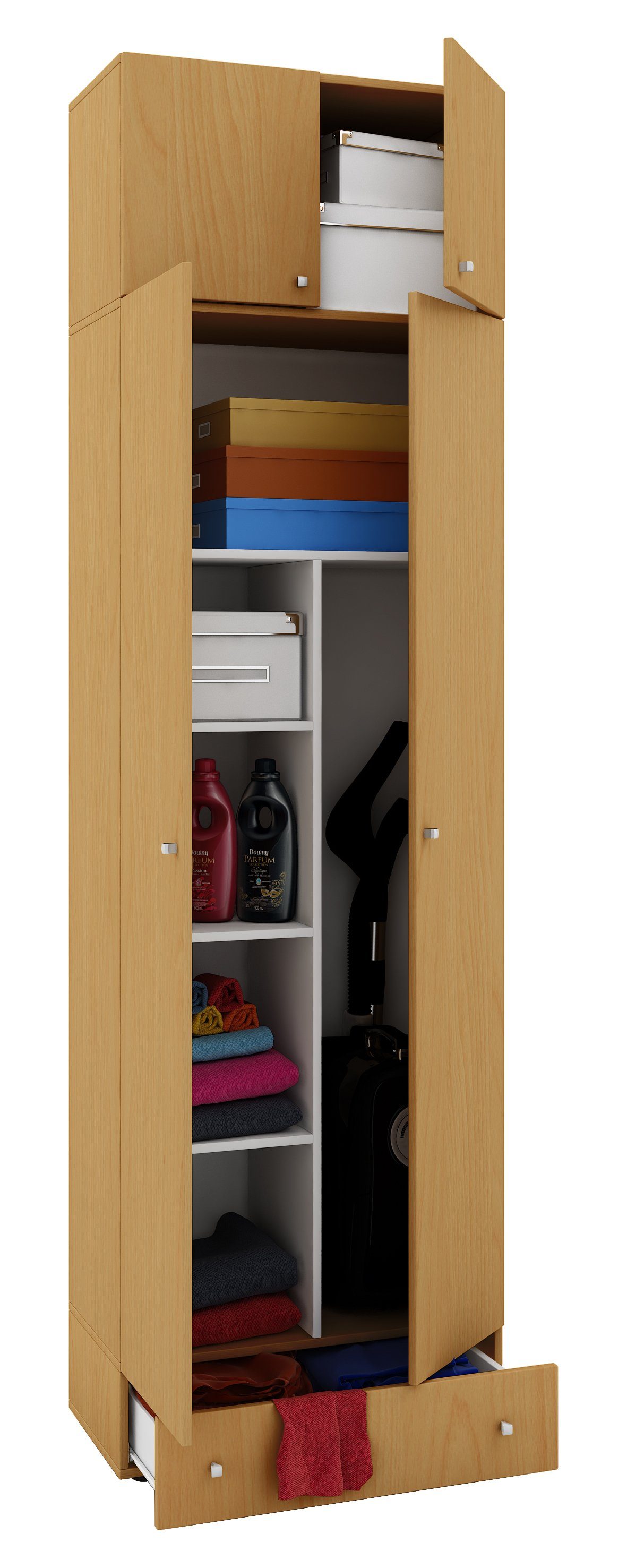 VCM Mehrzweckschrank Holz Besenschrank Staubsauger Putzschrank Vandol
