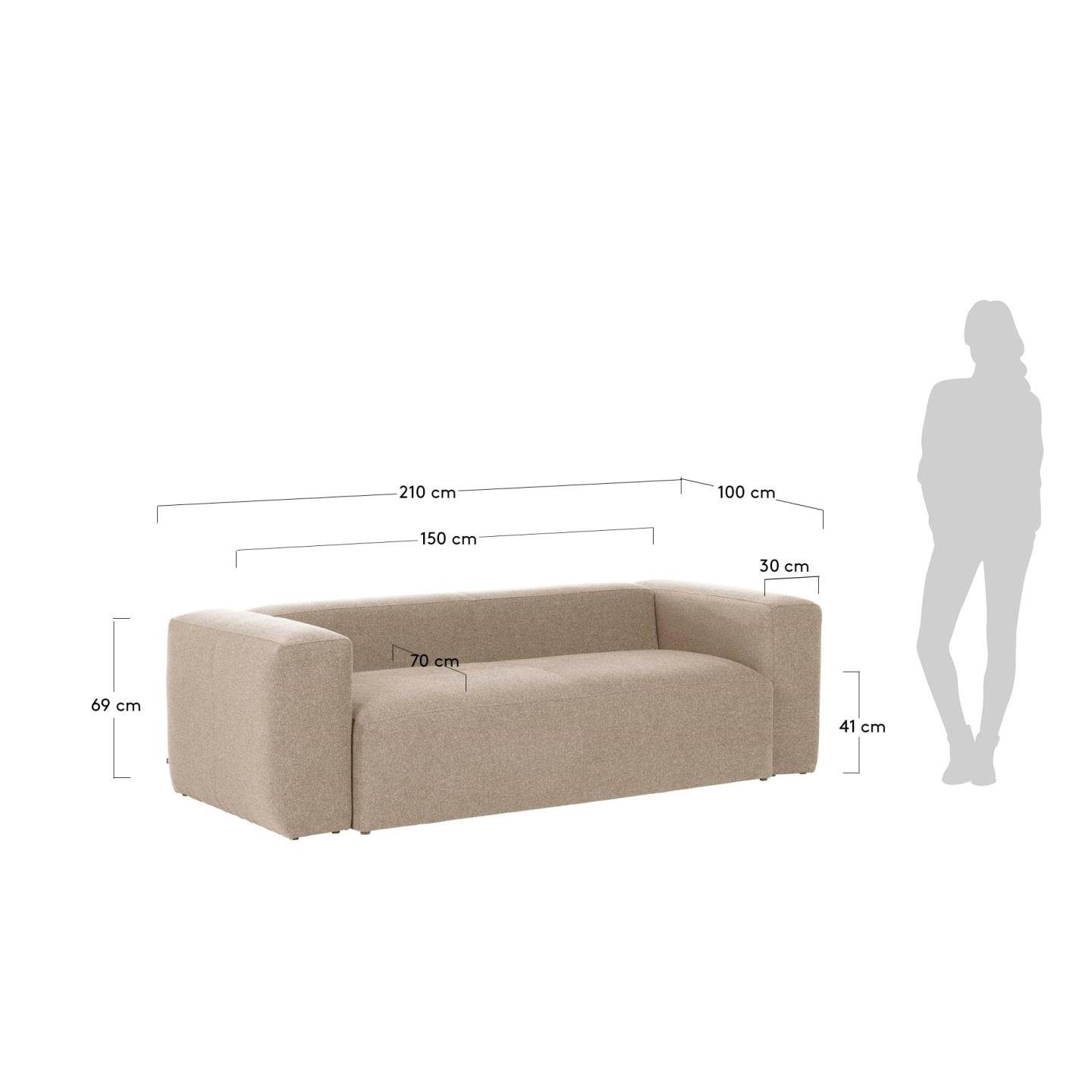 210cm Couch Sofa 2-Sitzer Sofa beige Natur24 Sitzgelegenheit Blok