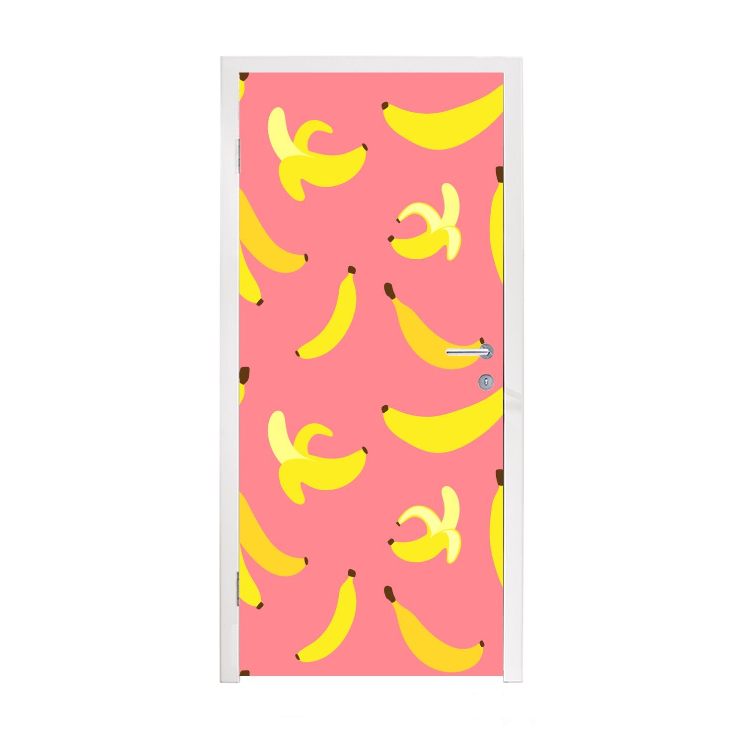 MuchoWow Türtapete Banane - Rosa - Tropisch, Matt, bedruckt, (1 St), Fototapete für Tür, Türaufkleber, 75x205 cm