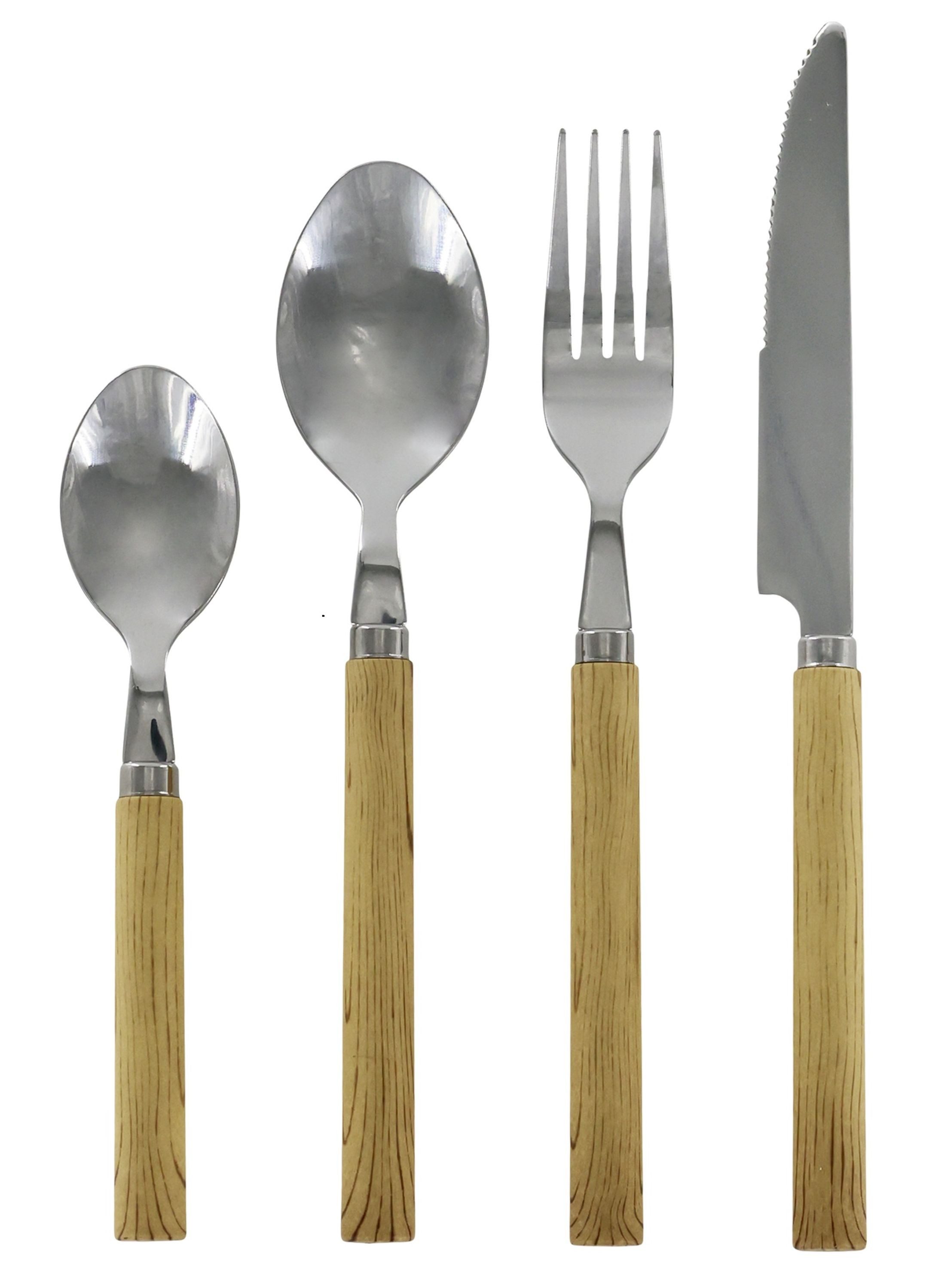 Chic Antique Besteck-Set Chic Antique - Besteck Set 4 teilig Essbesteck "Linas" Holzoptik (4-tlg)