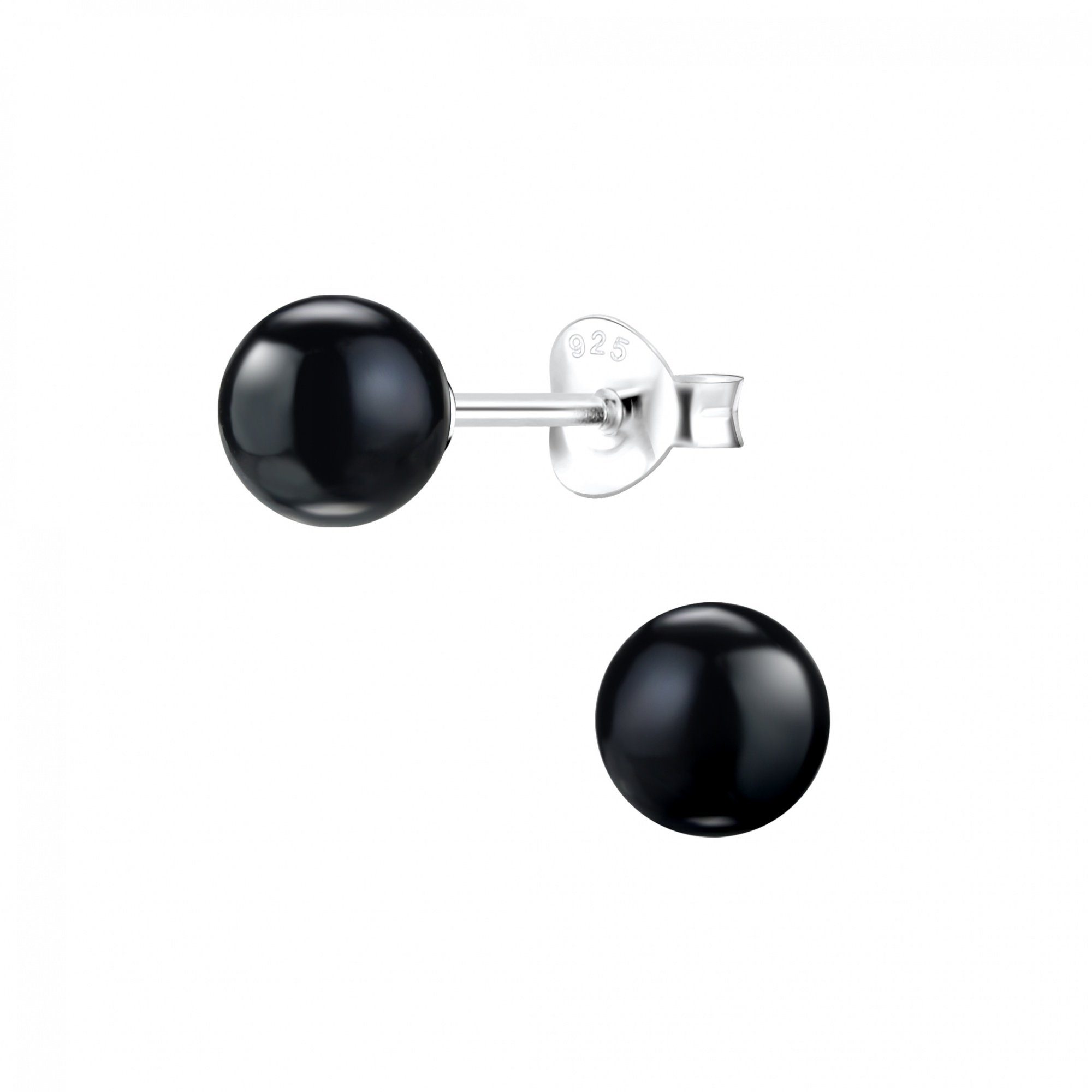 ALEXANDER YORK Paar Ohrstecker PERLE classic 6 mm I schwarz, 2-tlg., 925 Sterling Silber