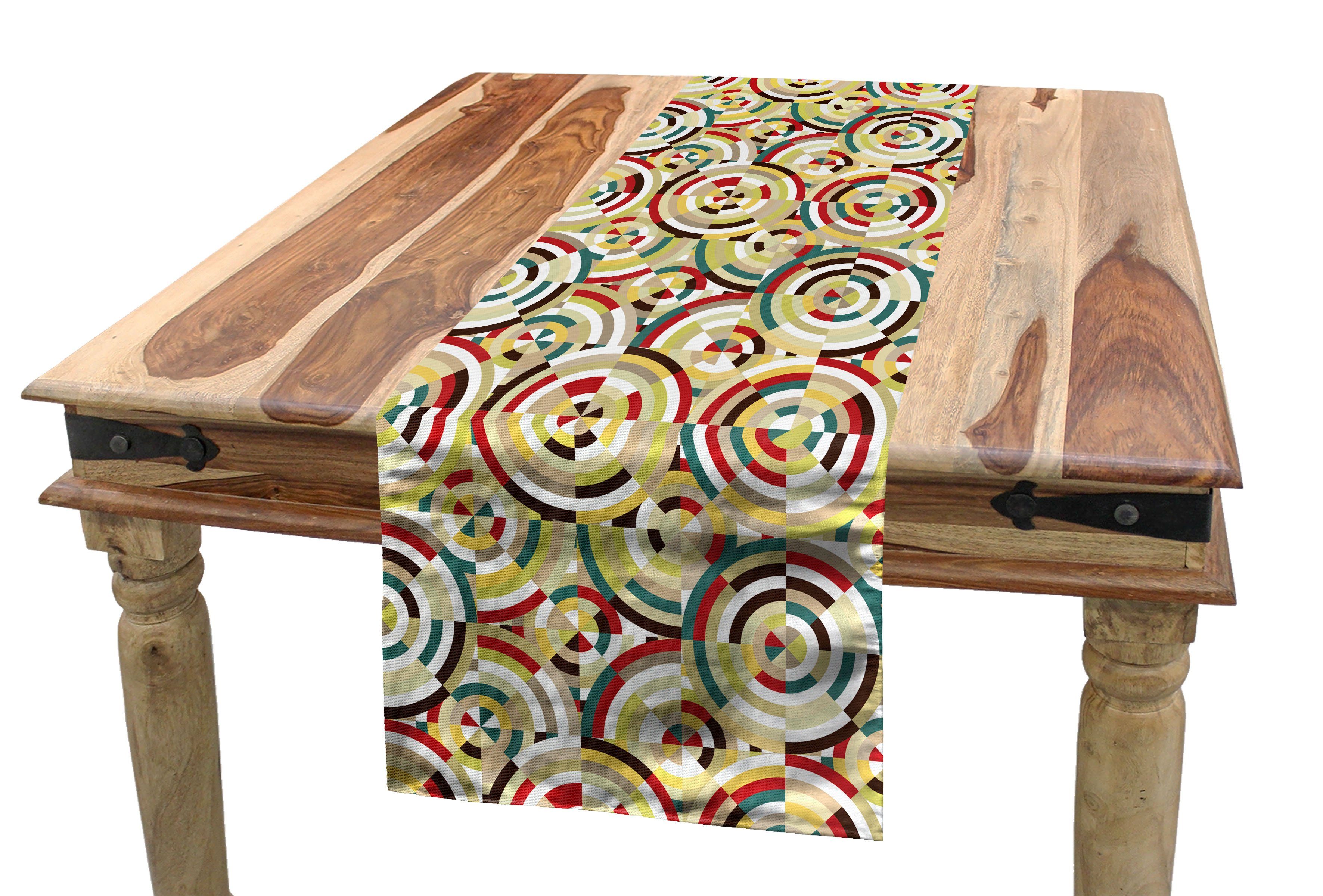 Abakuhaus Tischläufer Esszimmer Küche Rechteckiger Dekorativer Tischläufer, Geometrisch Rhombus und Bullseye | Tischläufer