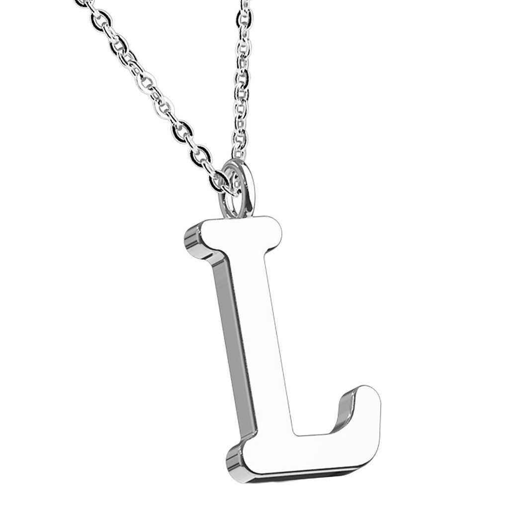 Taffstyle Kette mit Anhänger Damen Halskette Kette Buchstabe Anhänger Silber Schlicht Dezent L, Silberkette Modern Letter Alphabet Motiv Geschenke Frauen Geburtstag