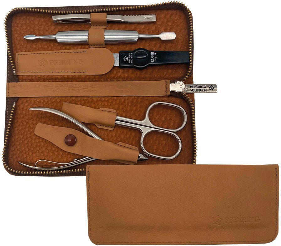 PFEILRING Maniküre-Etui, 5 tlg., Reißverschlussetui Nappaleder