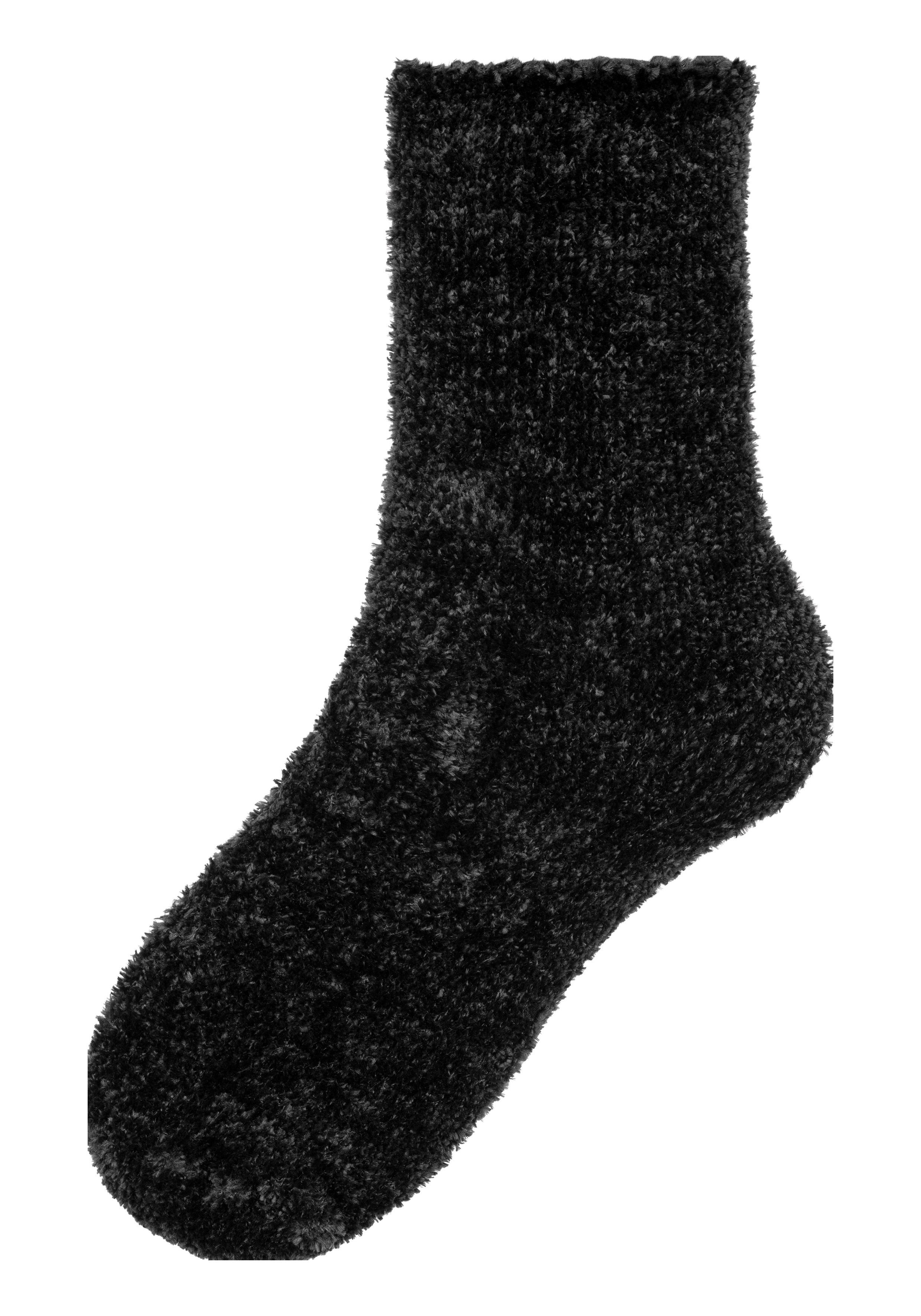 Lavana Kuschelsocken (Packung, 5-Paar) Bettsocken aus weichem, leicht glänzendem Chenillegarn