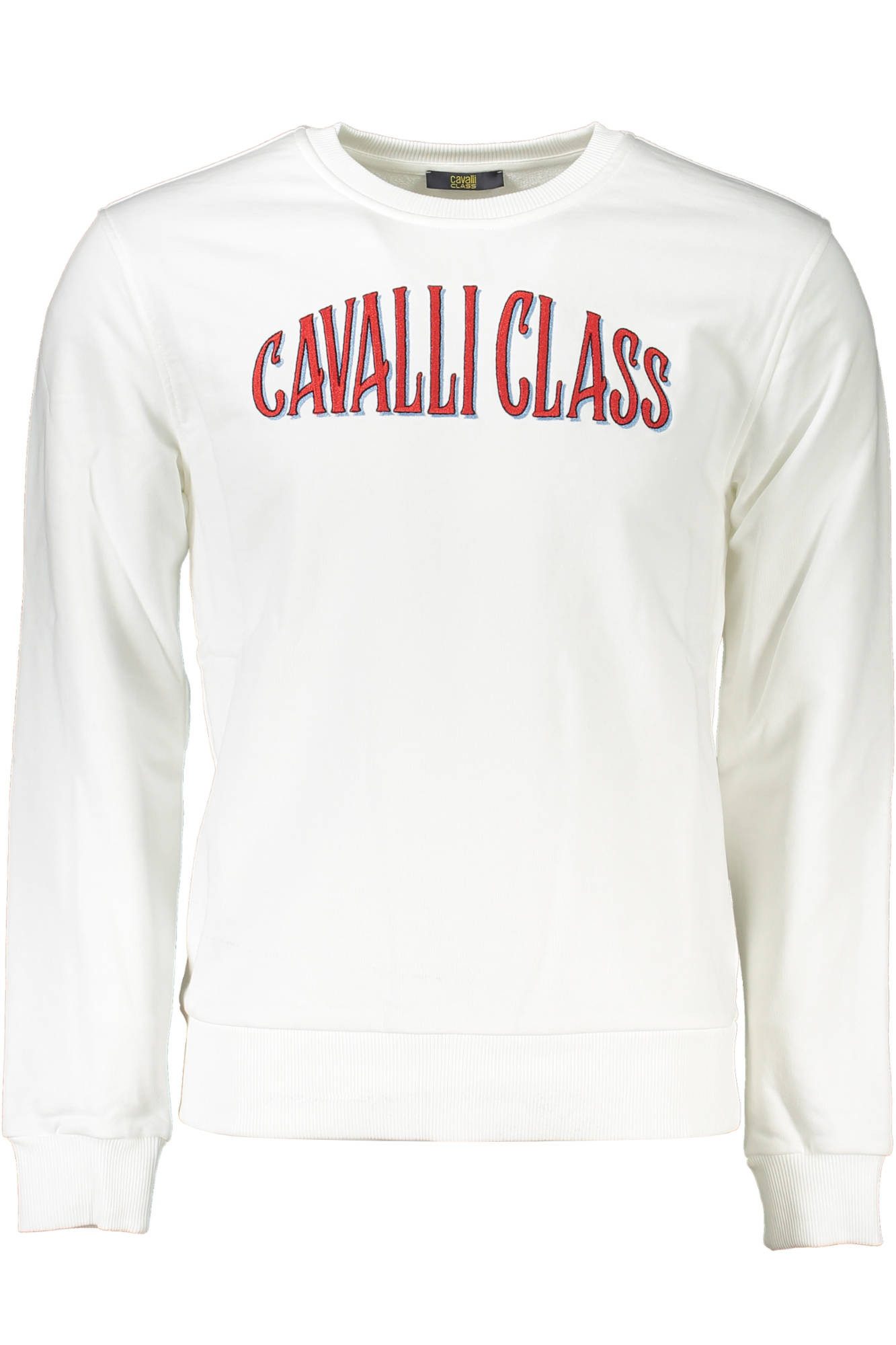 Cavalli Class Sweatshirt Herren-Sweatshirt Weiß: Angeraut, Stickerei