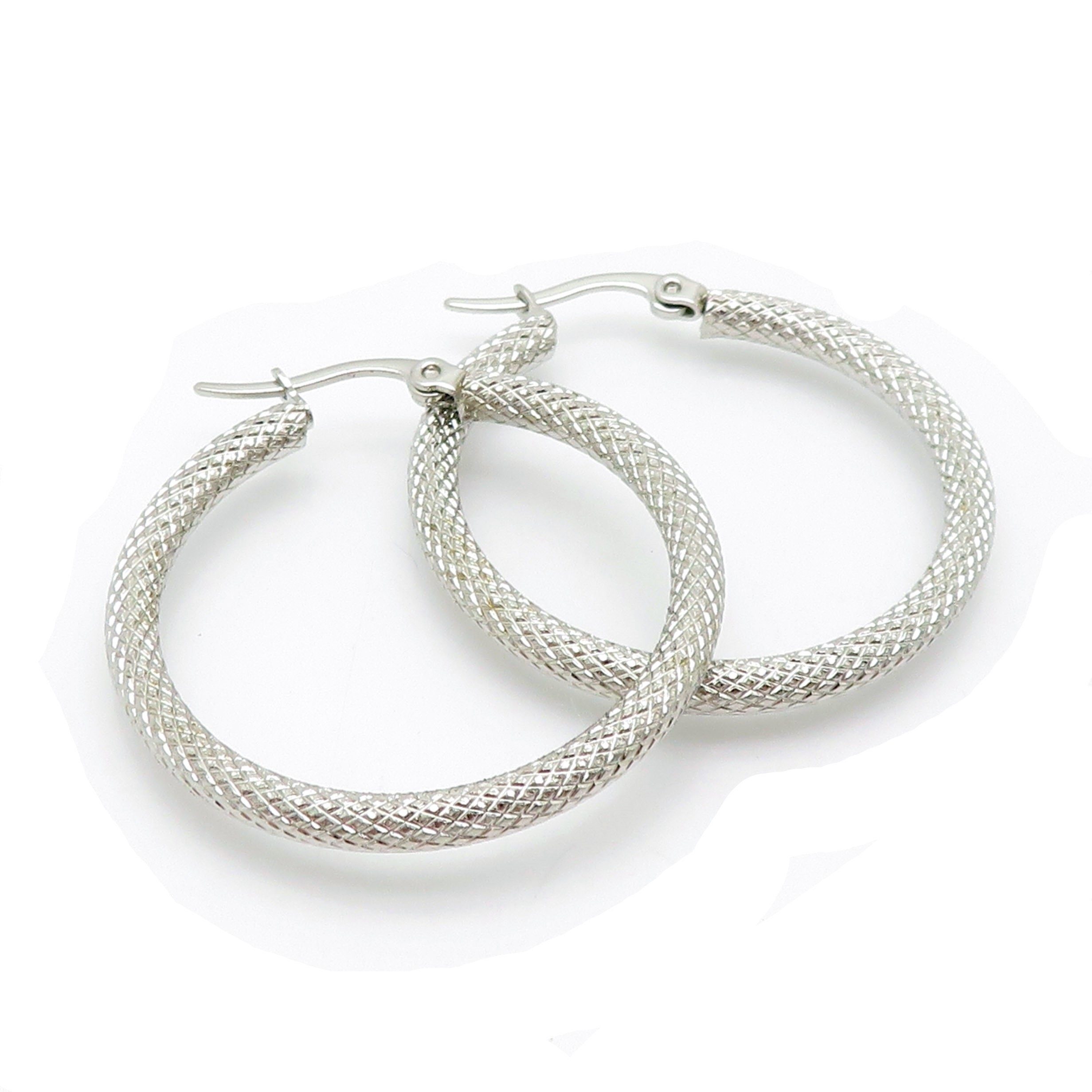 Ohrring-Set Creolen mit Schlangenmuster silber aus Edelstahl Damen