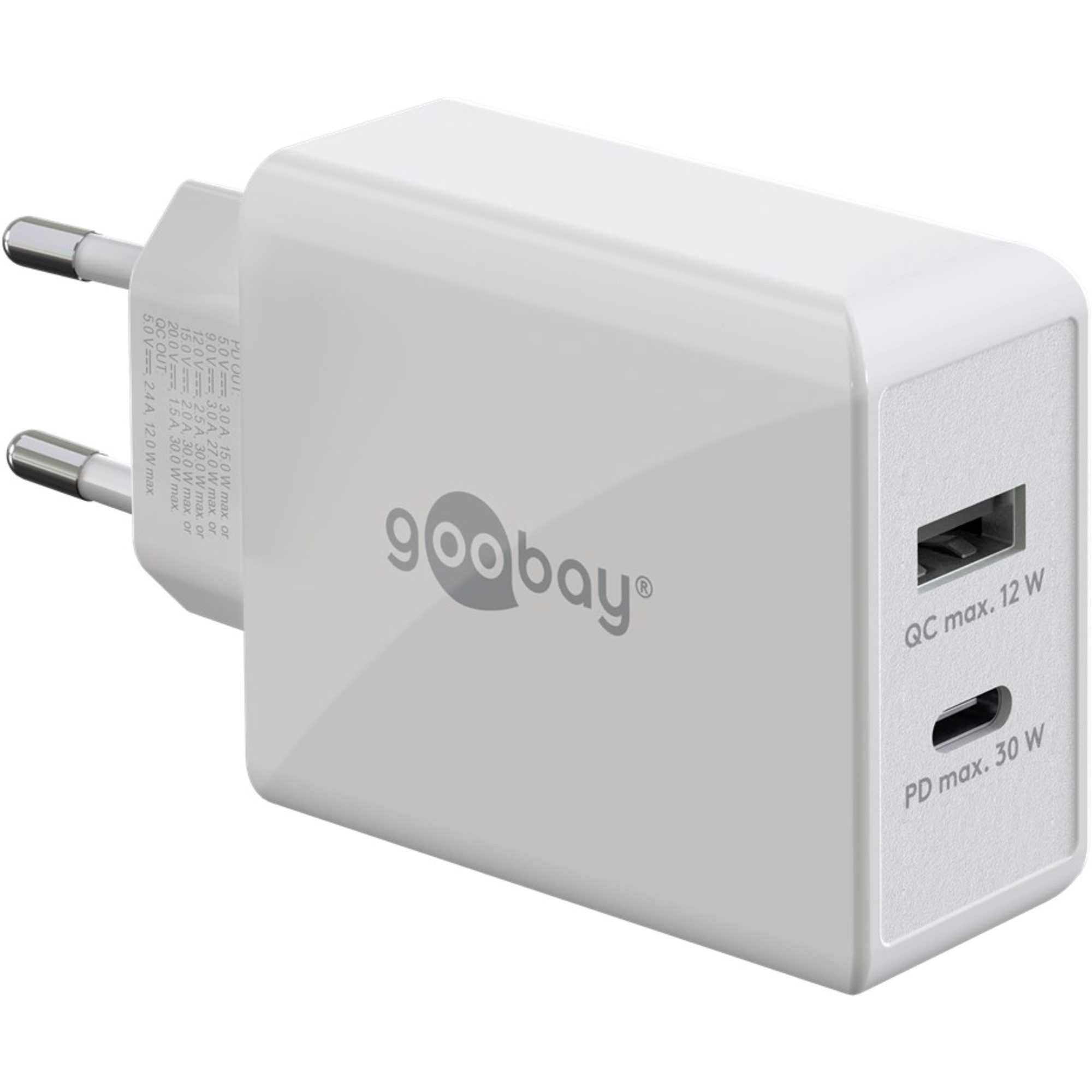 Goobay goobay USB-C PD Dual-Schnellladegerät 30 Watt, Netzteil