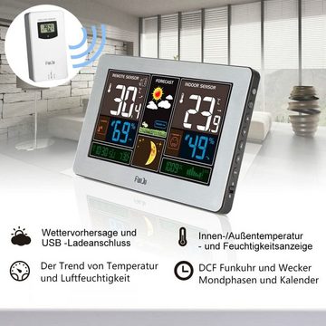 GelldG Wetterstation Funk mit Außensensor, Digital Thermometer Hygrometer Wetterstation