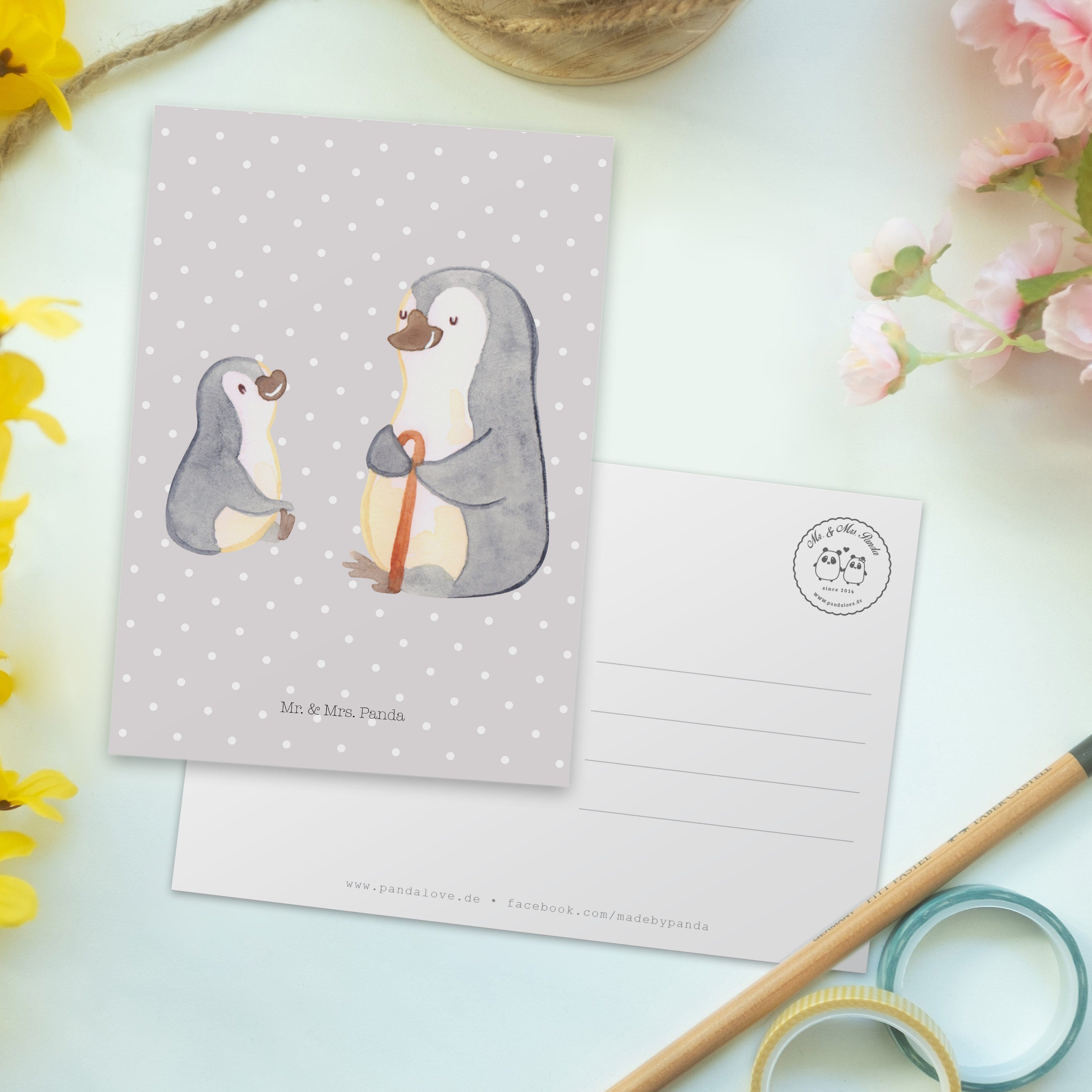 Enkel Liebli Pinguin Panda Grau Mr. Pastell Opa Geschenk, Mrs. - Geburtstagskarte, & - Postkarte