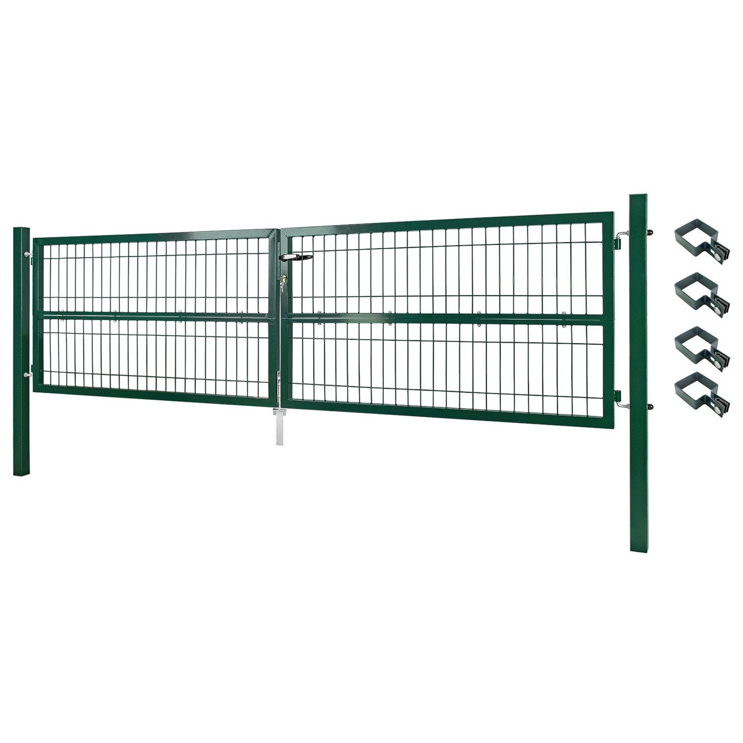 V2Aox Gartentor Gartentor Gartentür Zauntür Zauntor Grau/Grün 300cm Doppelf günstig online kaufen