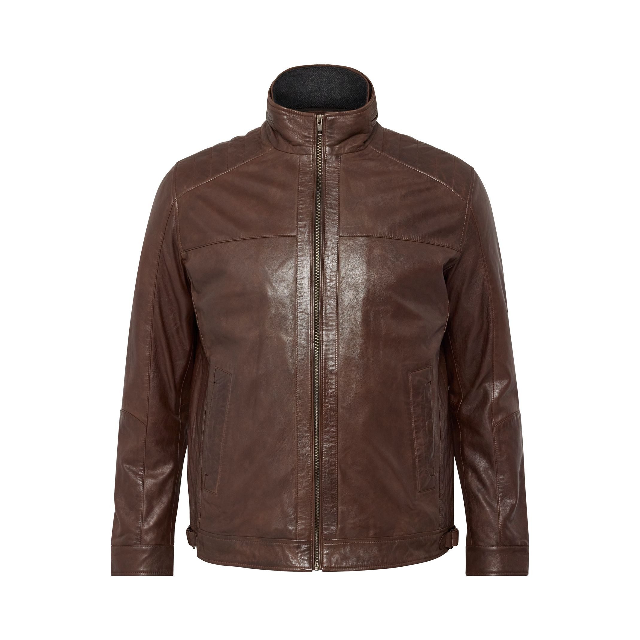 Lederjacke Leder Jacke von North Latitude Denim in Herren Übergrößen, Braun