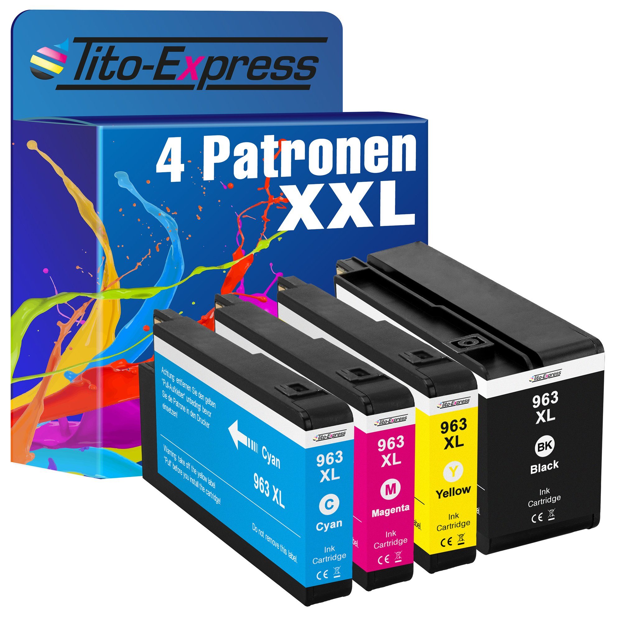 Tito-Express 4er Set ersetzt HP 963 XL 963XL Tintenpatrone (Multipack, für HP Officejet Pro 9010 9012 9020 9014 9022 9025 9019 9016 9015 9018) | Tintenpatronen