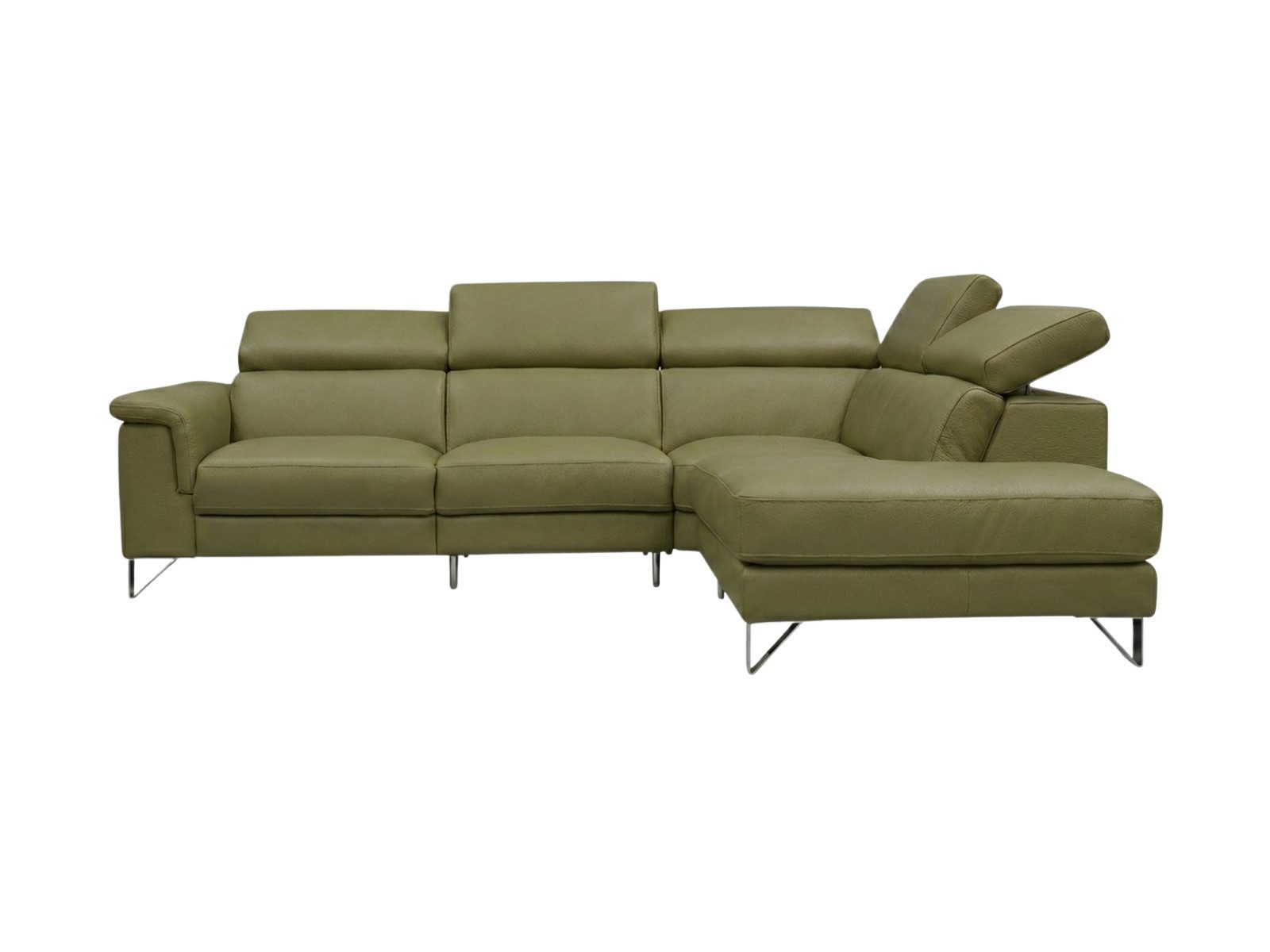 Villa Möbel Ecksofa Antares, L-Form 1 Teile, Echtleder-Ecksofa mit Kopfteilverstellung fürs Wohnzimmer