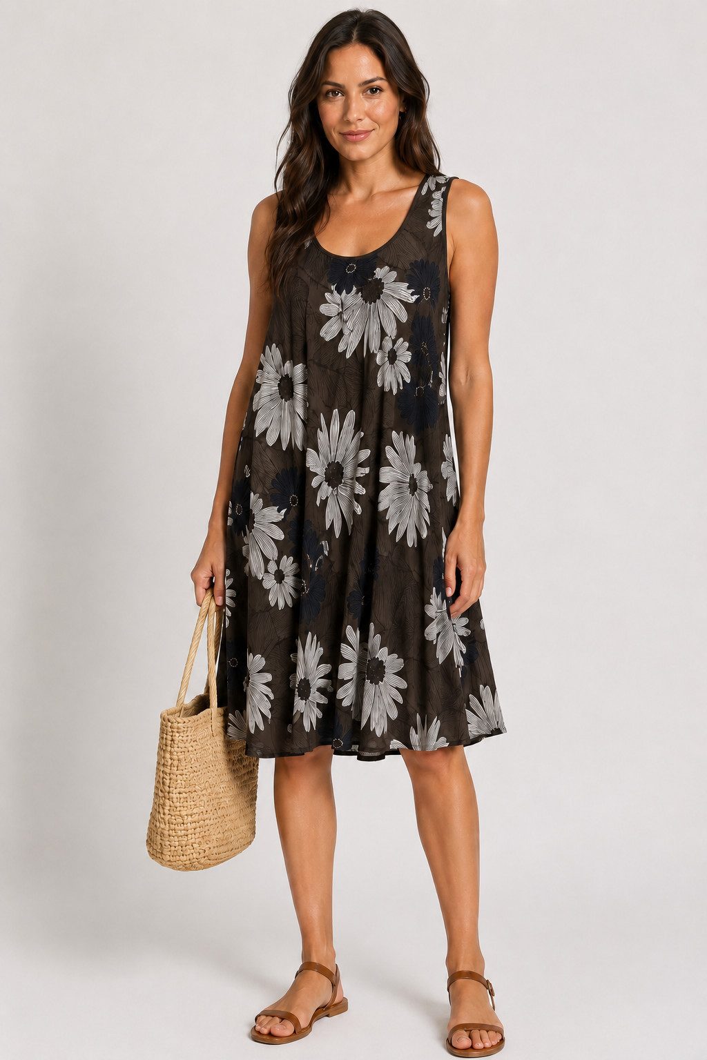 ITALY VIBES Sommerkleid - geblümtes Kleid weich fallend - Damenkleid mit Blumenprint ONE SIZE - passend für Größen M bis XL