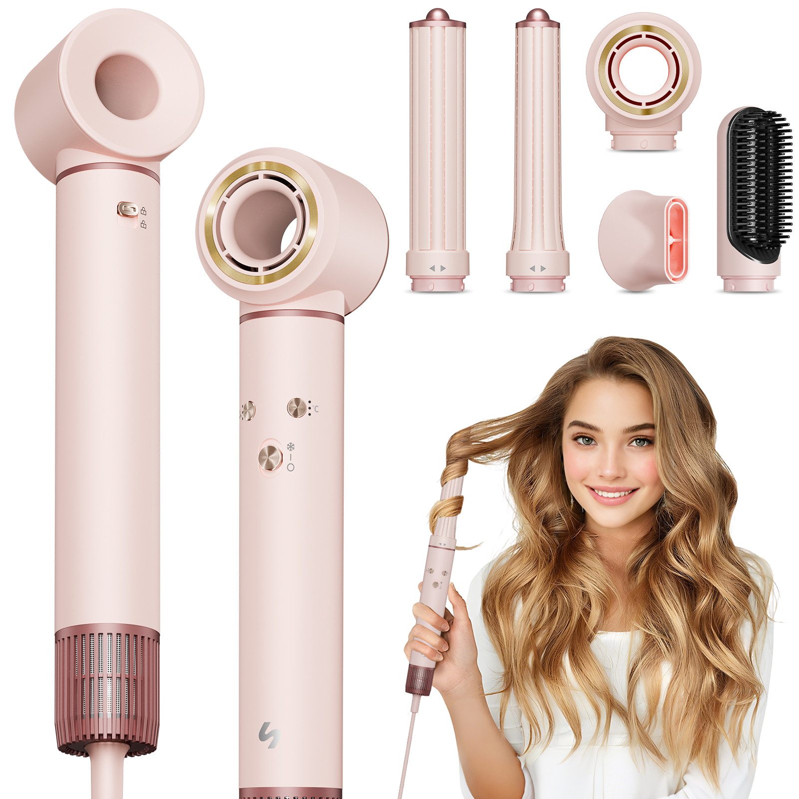 Sytifro Multihaarstyler Airstyler,110.000 U/min Haarstyler & Haartrockner Ionen,Heißluftstyler, 5 in-1 Airstyler, Hairstyler, Multifunktionsstyler, Ionen Föhn
