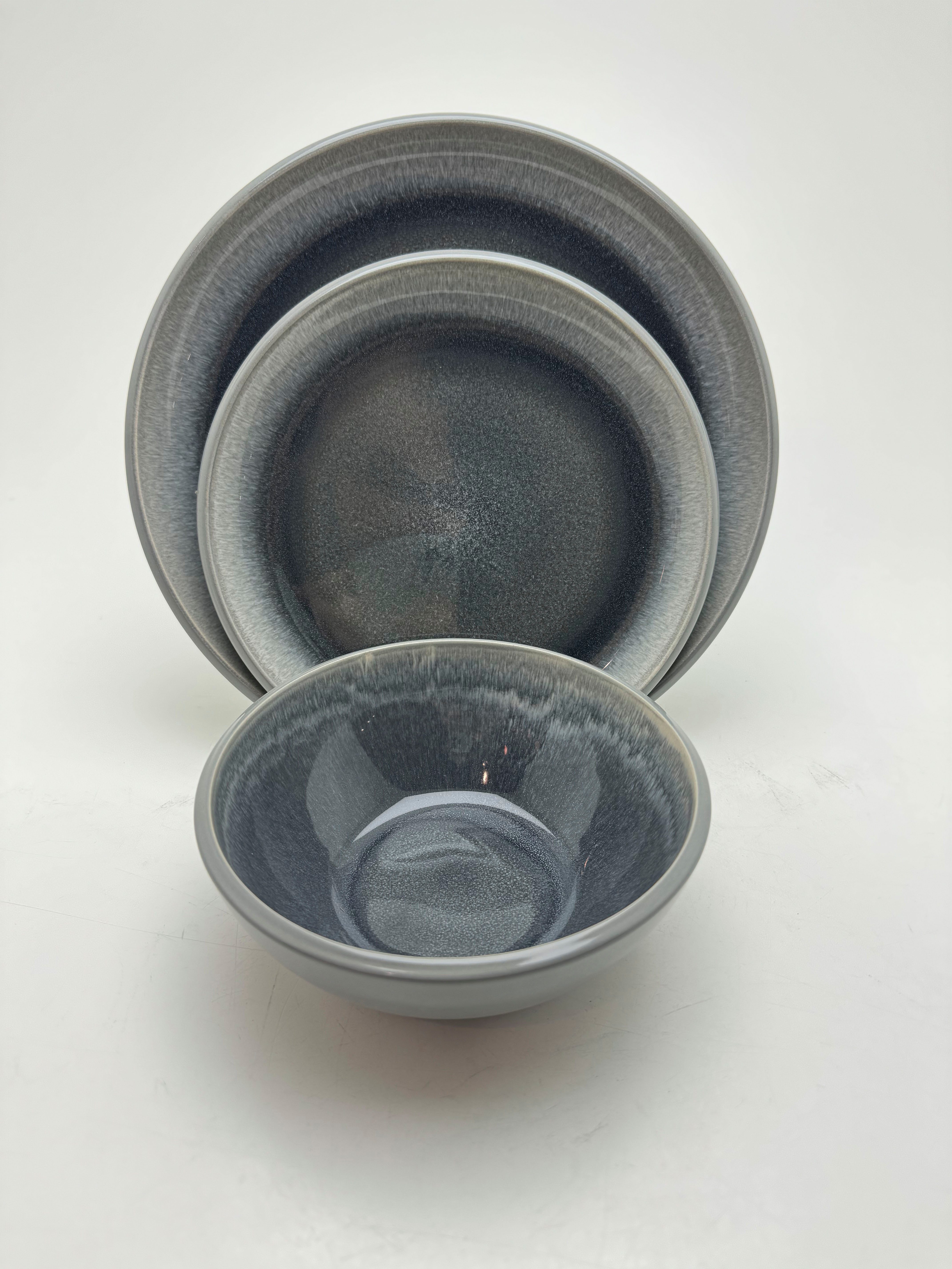 my home Tafelservice Gerdrup (12-tlg), 4 Personen, Steinzeug, Reaktivglasur, jedes Stück ein Unikat