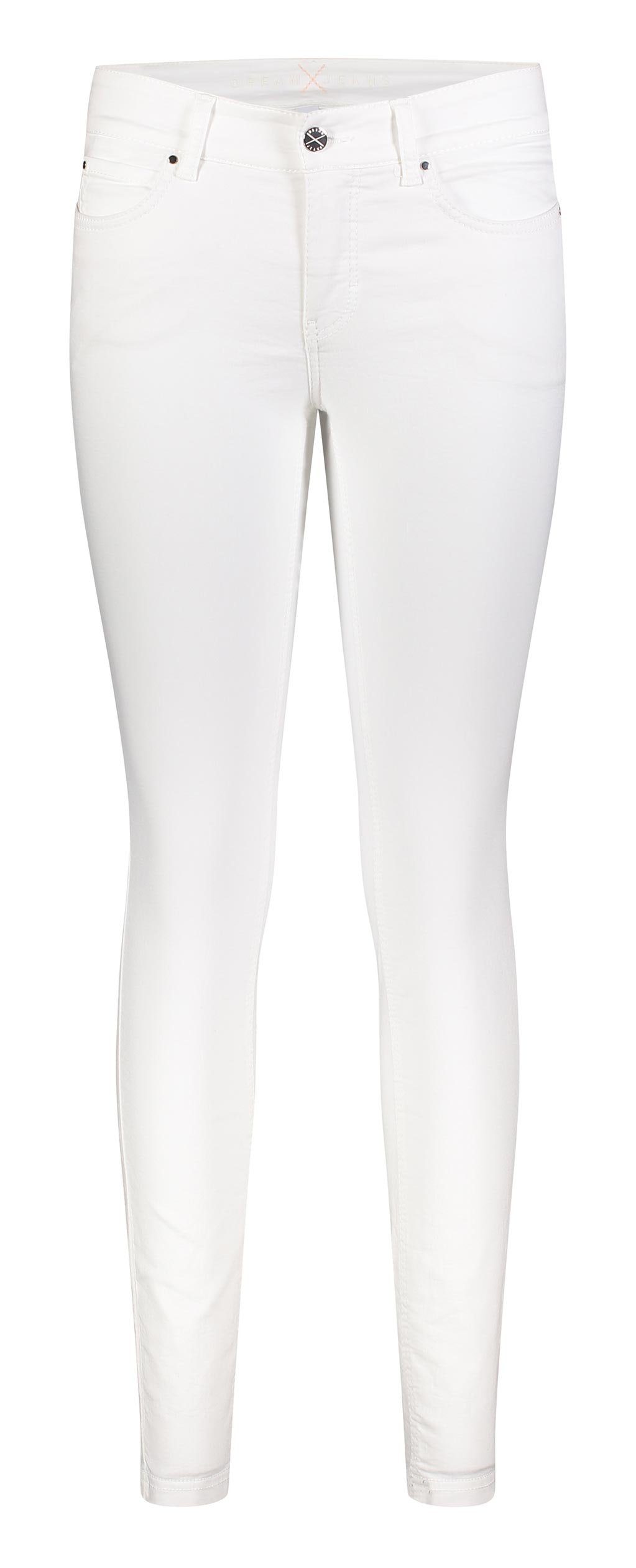 den sorgt Sitz für Qualität Skinny-fit-Jeans MAC Skinny Hochelastische Dream perfekten whitedeni