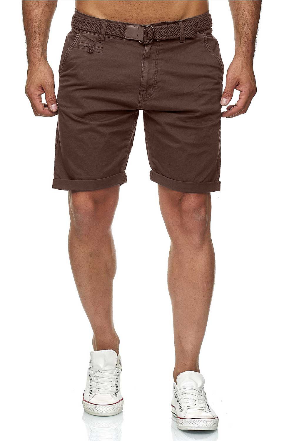 INDICODE Shorts Herren kurze Hose mit Gürtel - Conor - Aus Baumwolle - Regular Fit Freizeithose - Sportlich eleganter Look - Bequemes Stretch Material