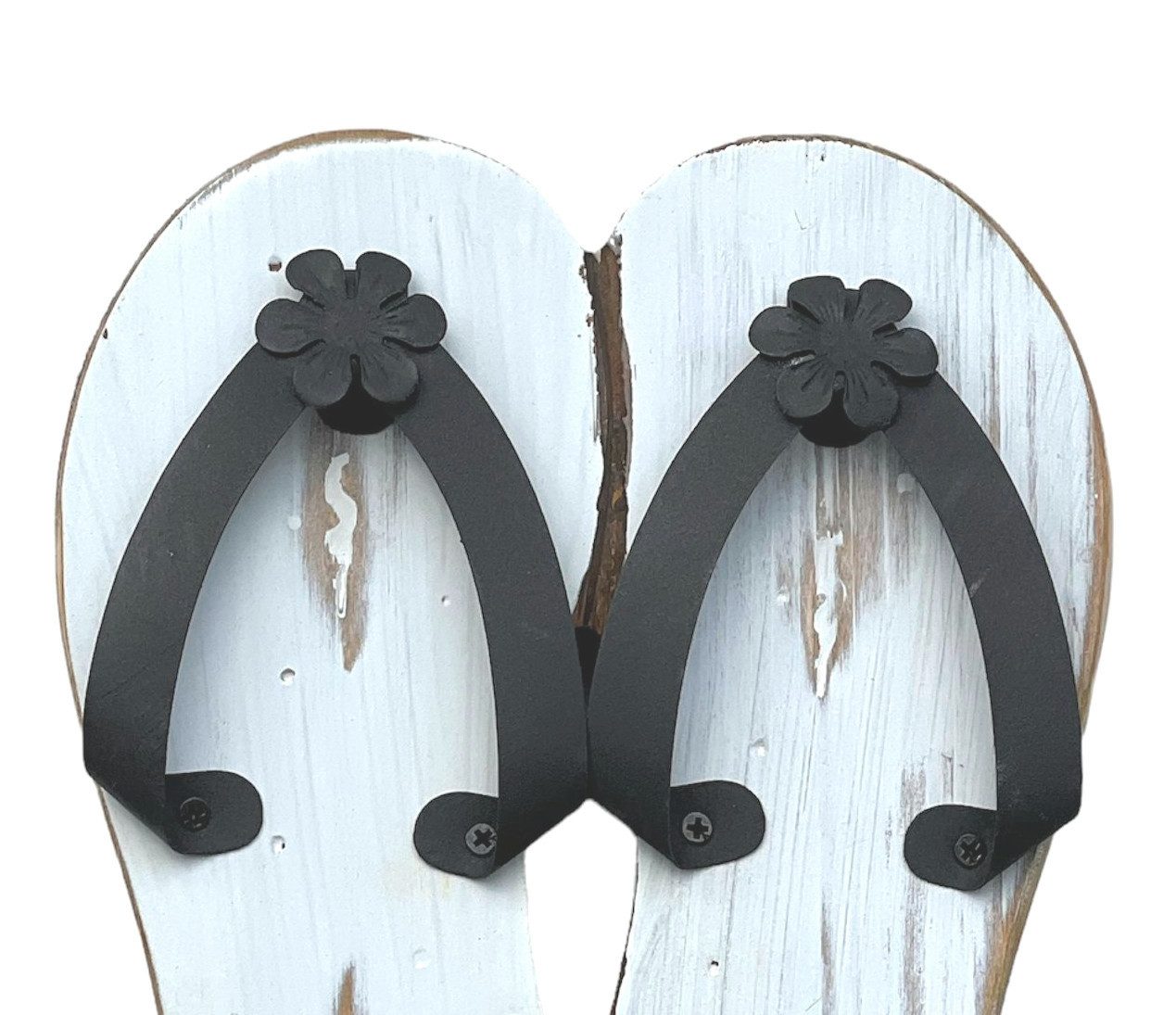 DanDiBo Wandgarderobe Sandalen Holz Metall Weiß Handtuchhalter MR82 Garderobenhaken, Pflegeleicht Garderobe Wand Handtuchhaken Vintage Einzeln