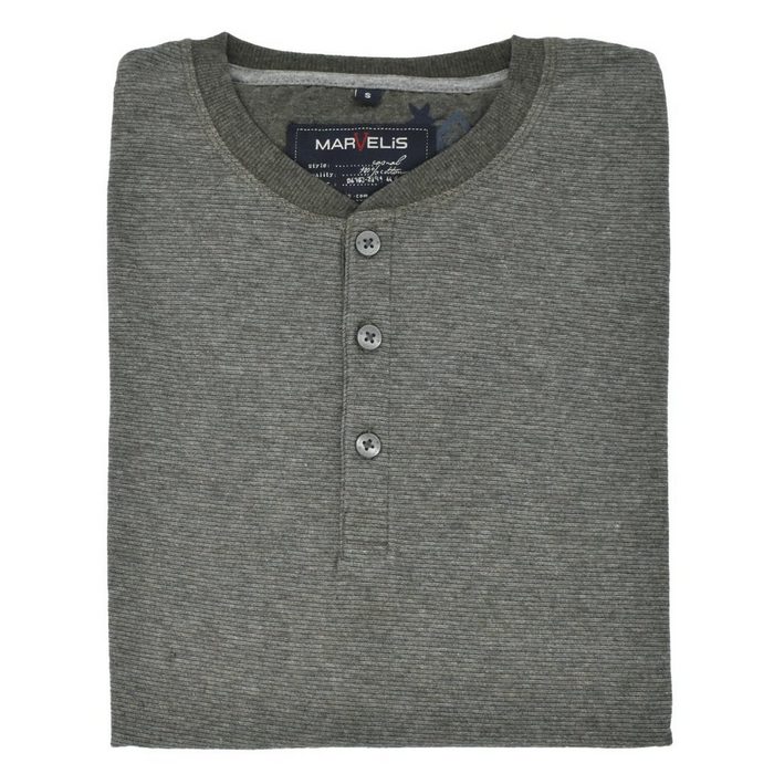 MARVELIS Langarmshirt T-Shirt - Longsleeve - Uni - Olive