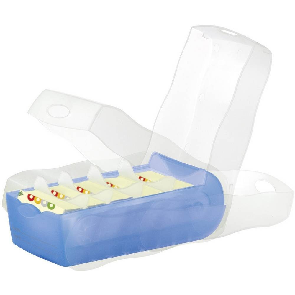 HAN Karteikasten Karteibox DIN A7 quer mit 5 Stützplatten und 100 Karten 997-643
