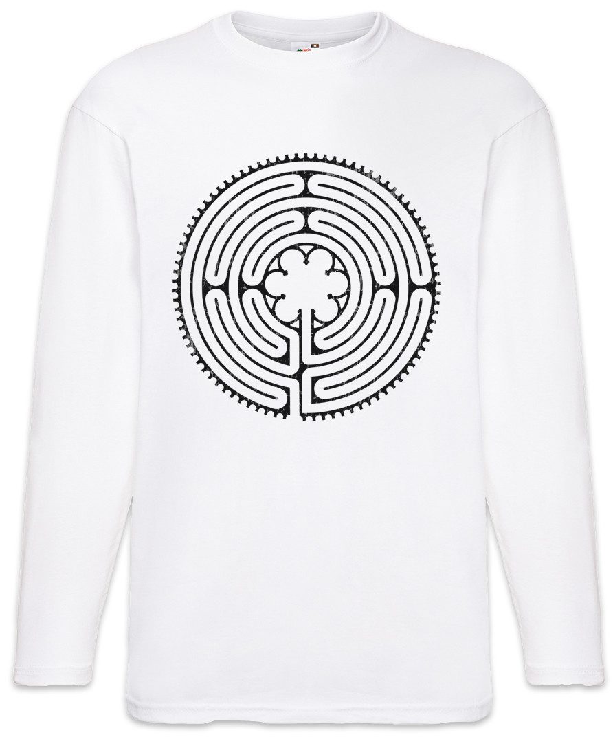 Langarmshirt Flower Maze Langarm T-Shirt Labyrinth Esoterik Mystik Spirale Hypnose