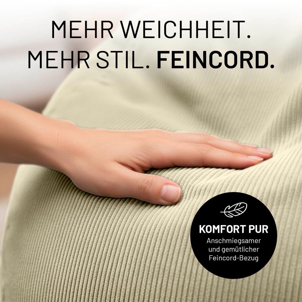 Lumaland Sitzsack Comfort Line Sitzsack Fein Cord M, 120 L - bequemer Indoor Sofa Sessel, ideal zum Pouf - EPS Perlen Bean Bag mit Füllung - Indoor Sitzsessel – Bild 5 von 5