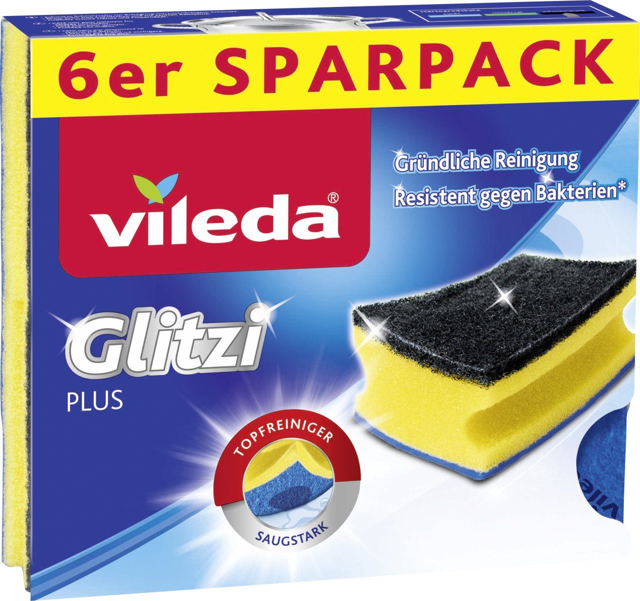 Vileda Geschirrschwamm Vileda Topfreiniger Glitzi Plus 6-er Pack